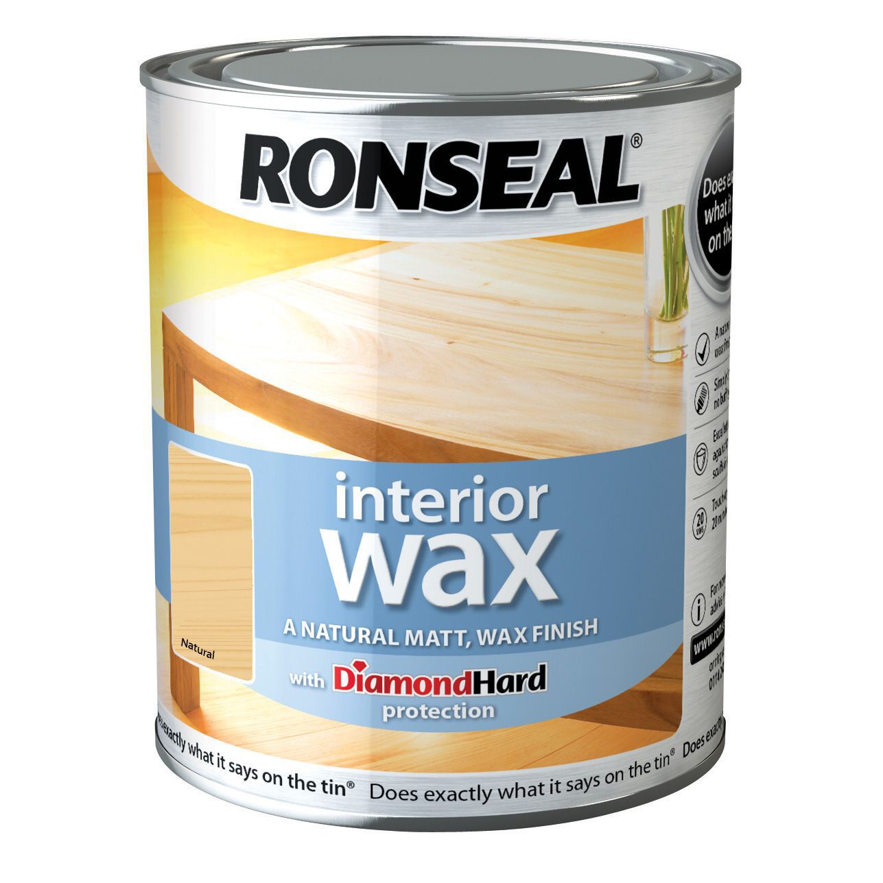 Ronseal Diamond hard Natural Matt Doors, floors, furniture, skirting boards & windows Wax Wood wax, 0.75L