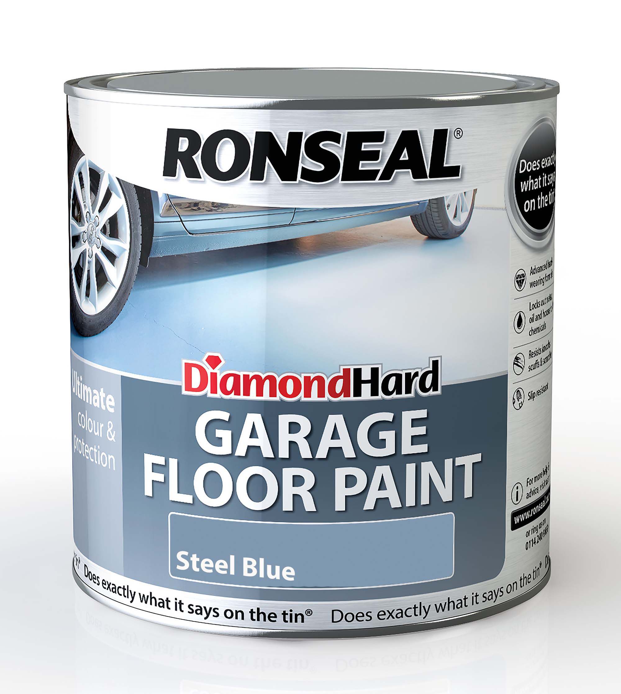 Ronseal Diamond Hard Steel blue Satinwood Garage floor paint, 2.5L