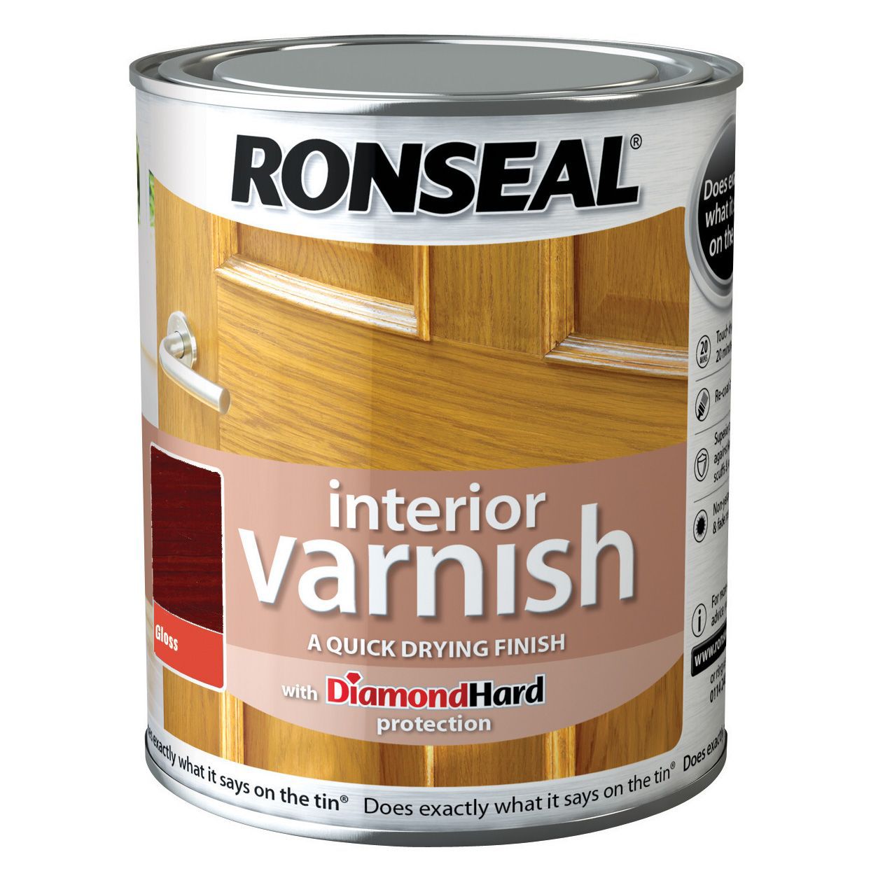 Ronseal Diamond hard Teak Gloss Wood varnish, 250ml