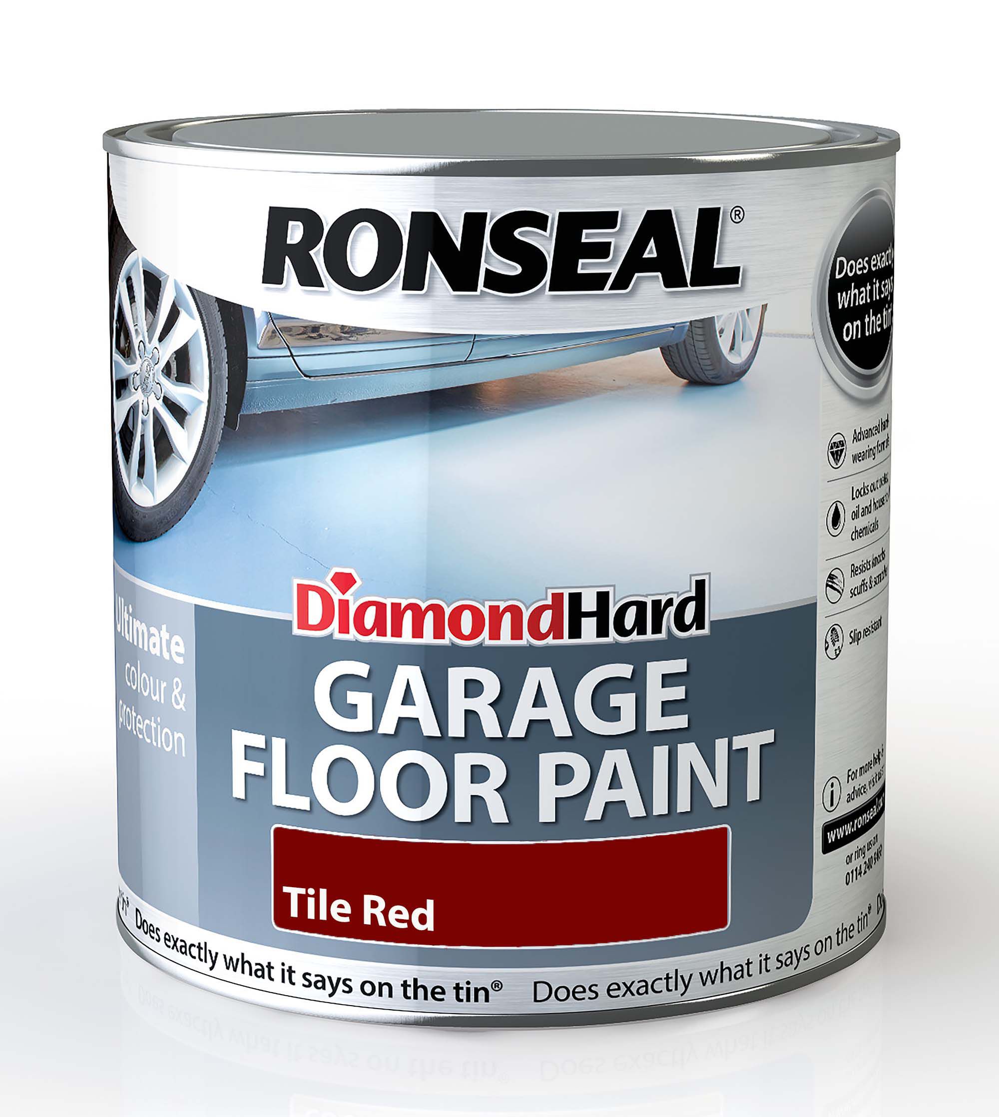 Ronseal Diamond Hard Tile red Satinwood Garage floor paint, 2.5L