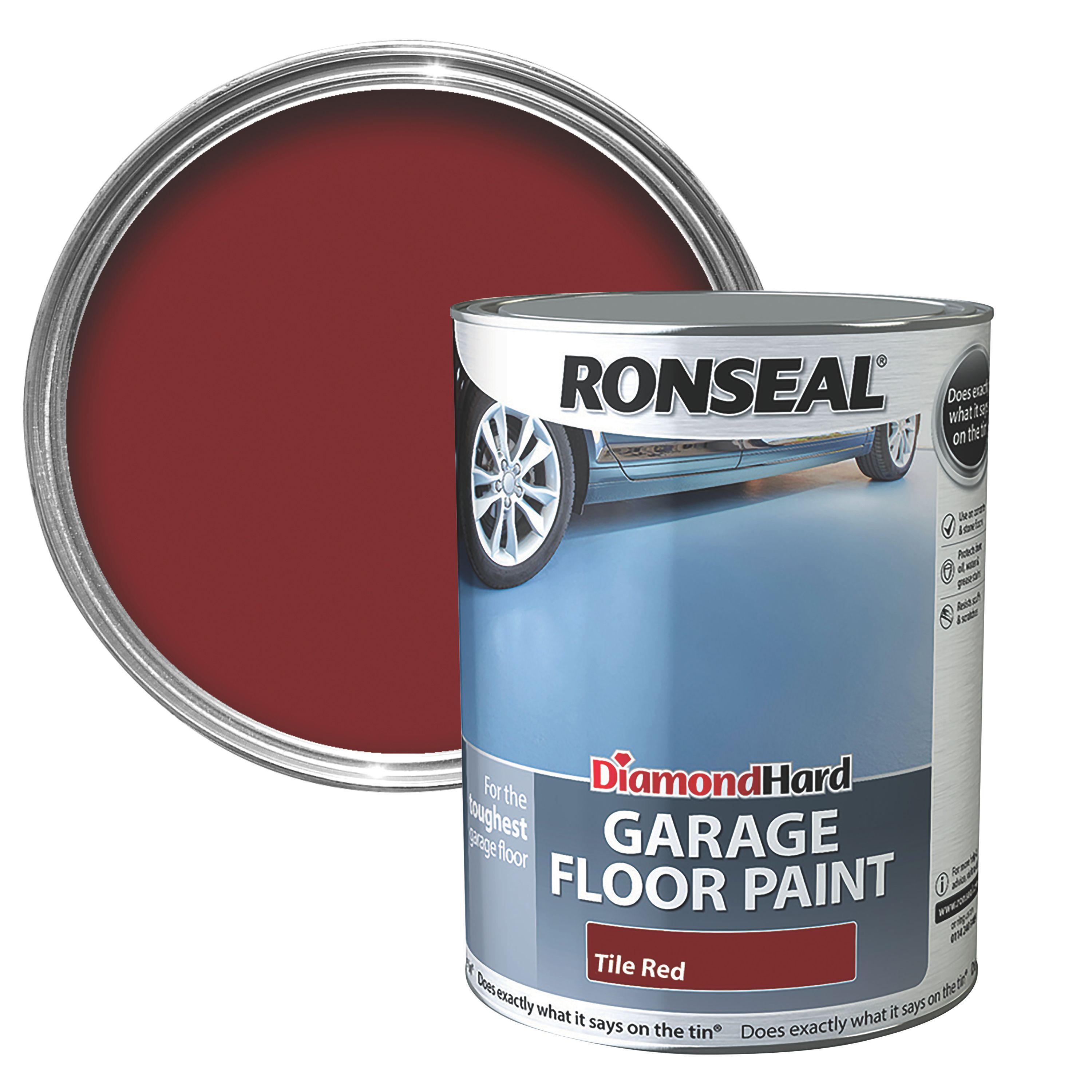 Ronseal Diamond hard Tile red Satinwood Garage floor paint, 5L