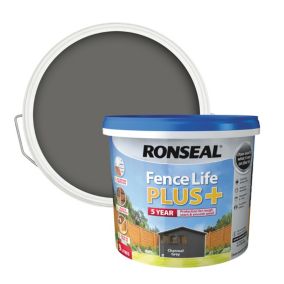 Ronseal Fence Life Plus Charcoal grey Matt Exterior Wood paint, 9L Tub