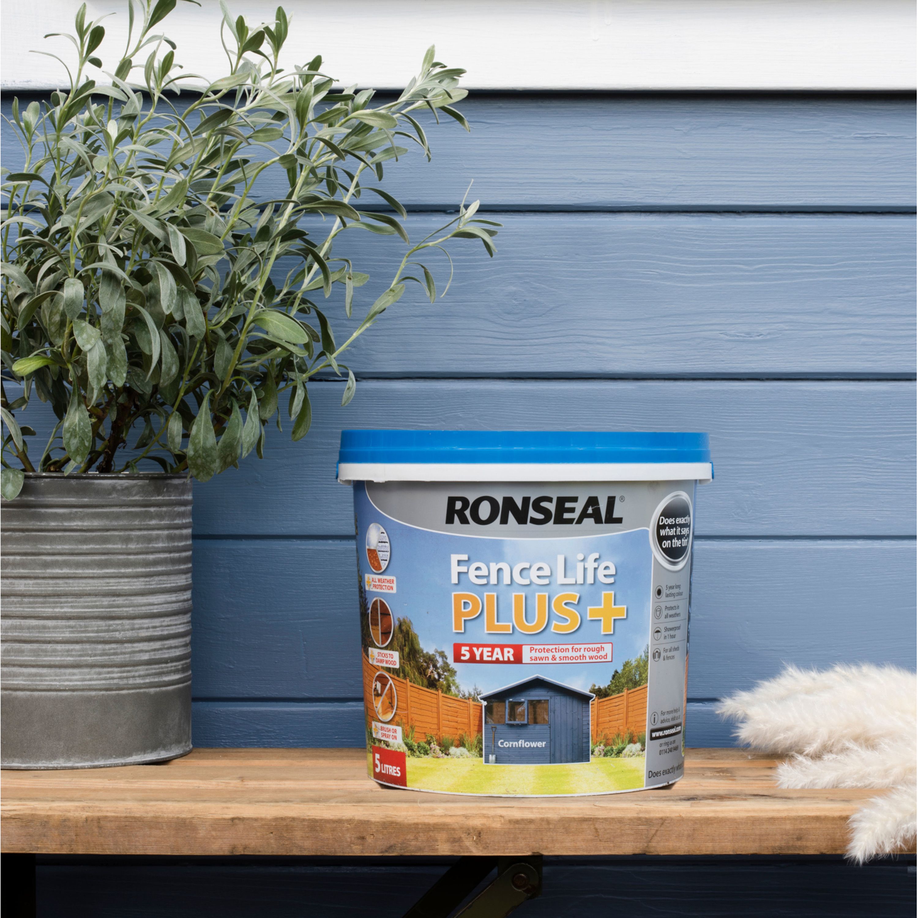 Ronseal Fence Life Plus Cornflower Matt Exterior Fence & shed Wood paint, 5L Tub
