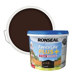 Ronseal Fence Life Plus Dark oak Matt Exterior Fence & shed Wood paint, 9L Tub