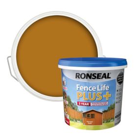 Ronseal Fence Life Plus Harvest gold Matt Exterior Wood paint, 5L Tub