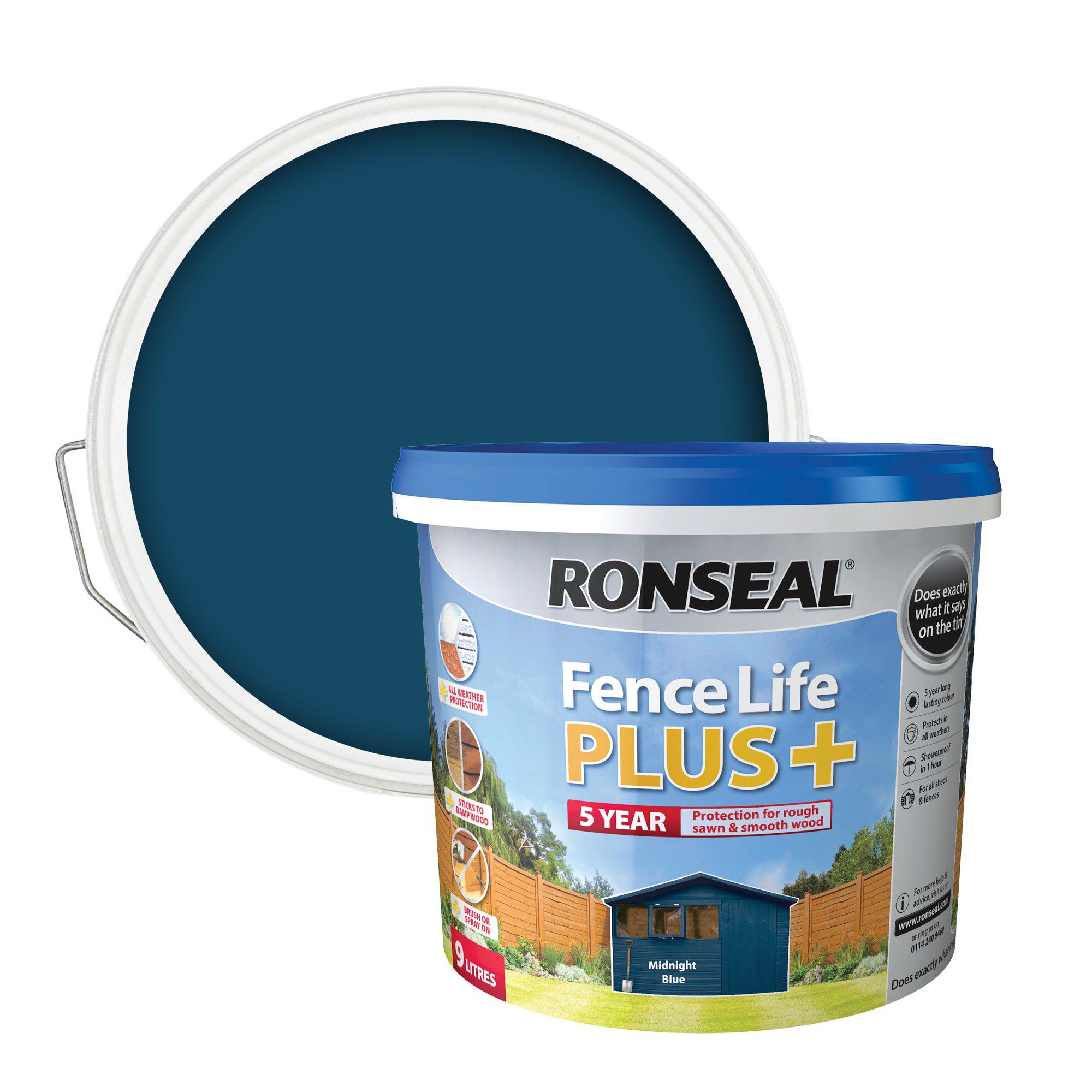 Ronseal Fence Life Plus Midnight blue Matt Fence & shed Treatment, 9L