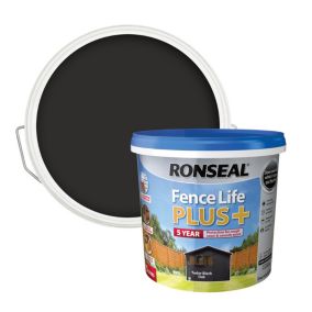 Ronseal Fence Life Plus Tudor black oak Matt Exterior Wood paint, 5L Tub