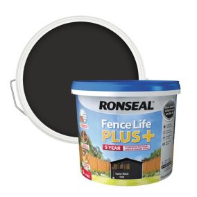 Ronseal Fence Life Plus Tudor black oak Matt Exterior Wood paint, 9L Tub