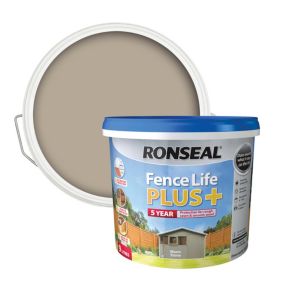 Ronseal Fence Life Plus Warm stone Matt Exterior Wood paint, 9L Tub