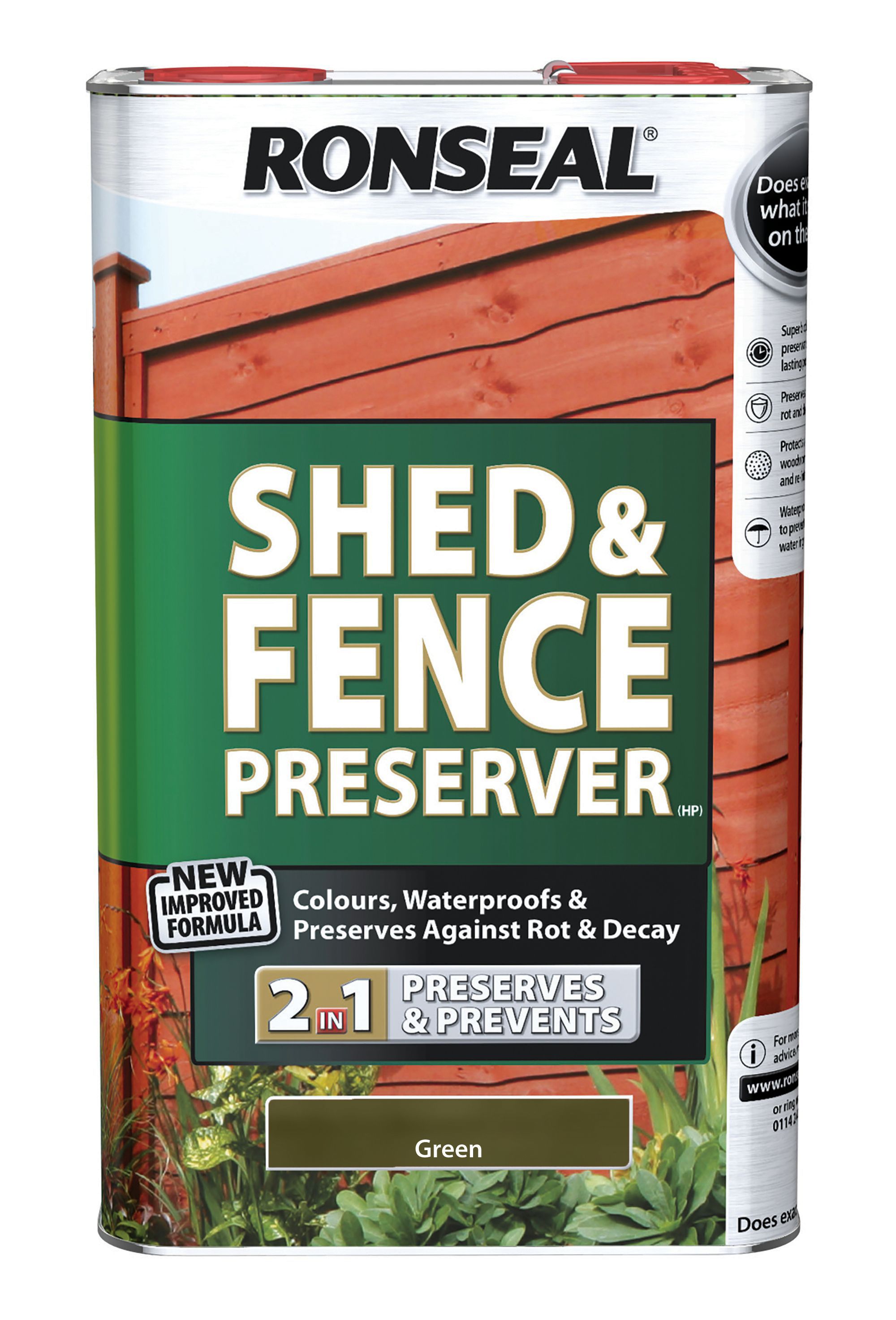 Ronseal Green Matt Fence & shed Preserver, 5L