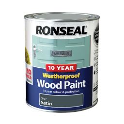 Ronseal Grey Satin Wood paint, 0.75L