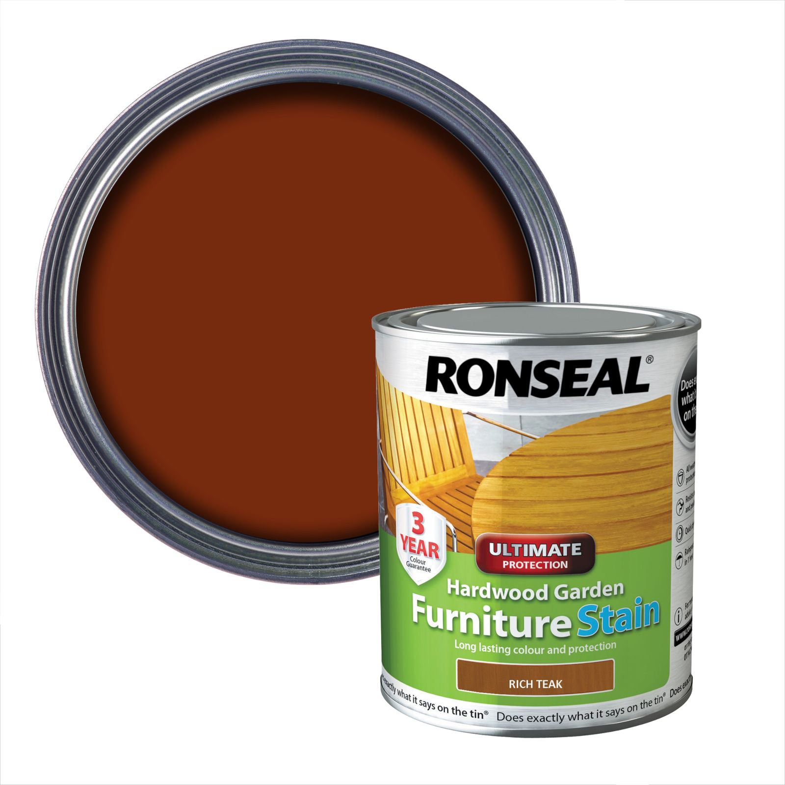 Ronseal Hardwood Rich teak Furniture Wood stain, 750ml