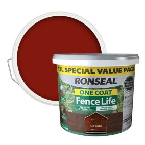 Ronseal One Coat Fence Life Red cedar Matt Exterior Wood paint, 12L