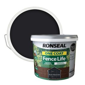 Ronseal One Coat Fence Life Tudor black oak Matt Exterior Wood paint, 9L Tub