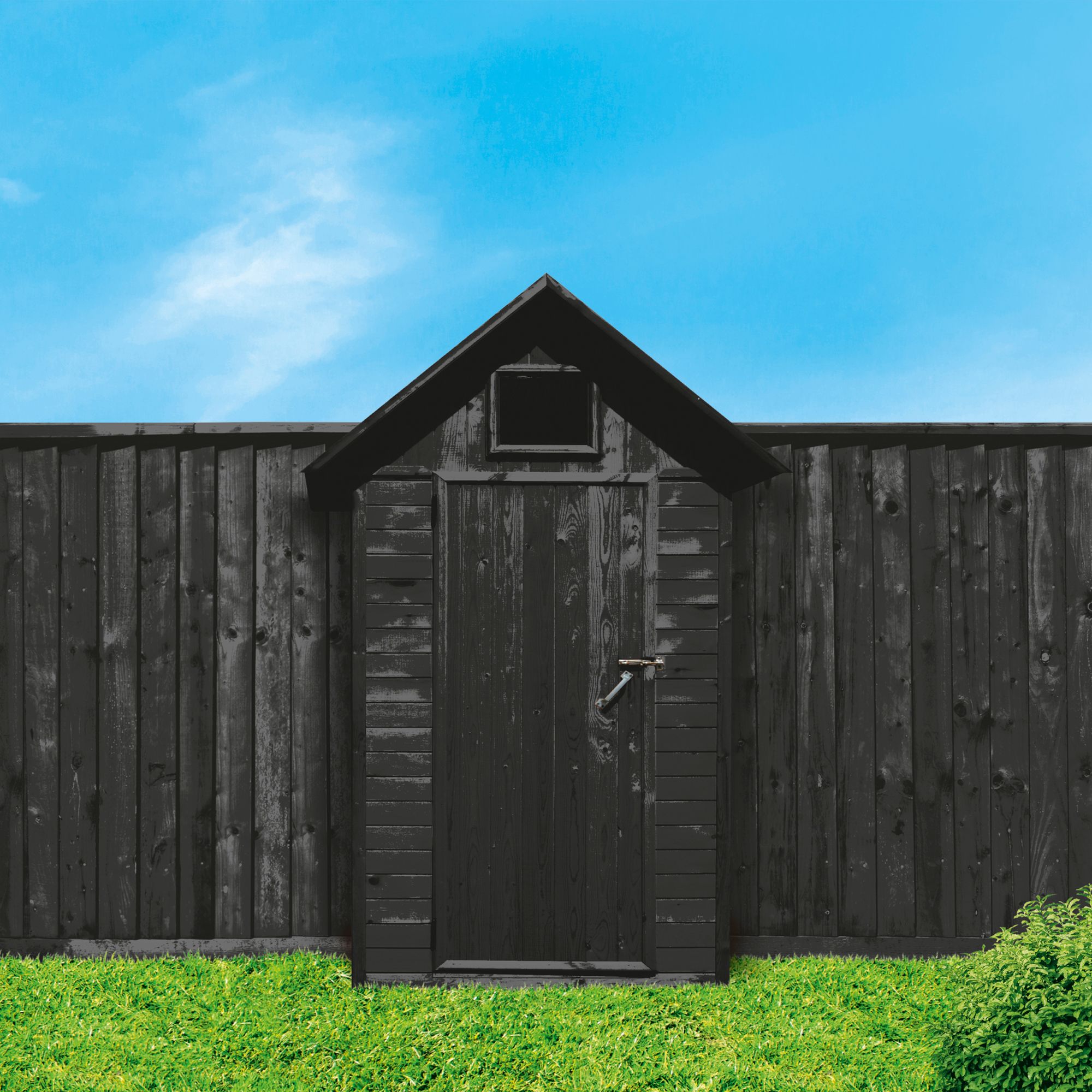 Ronseal One Coat Refill Tudor Black Oak Matt Exterior Shed & fence Protector Wood paint, 950ml Pouch