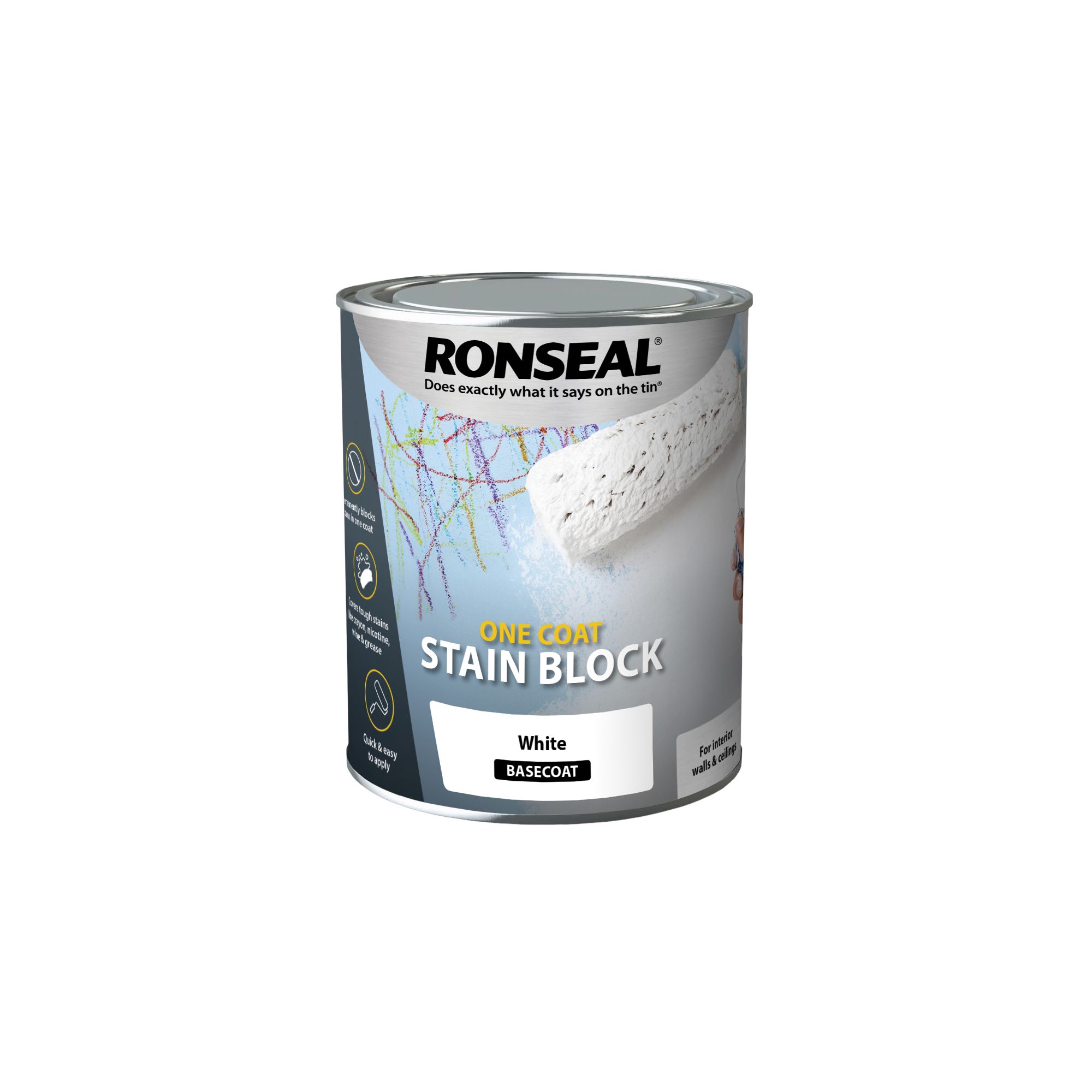 Ronseal One Coat White Matt Wall & ceiling Stain block primer, 750ml