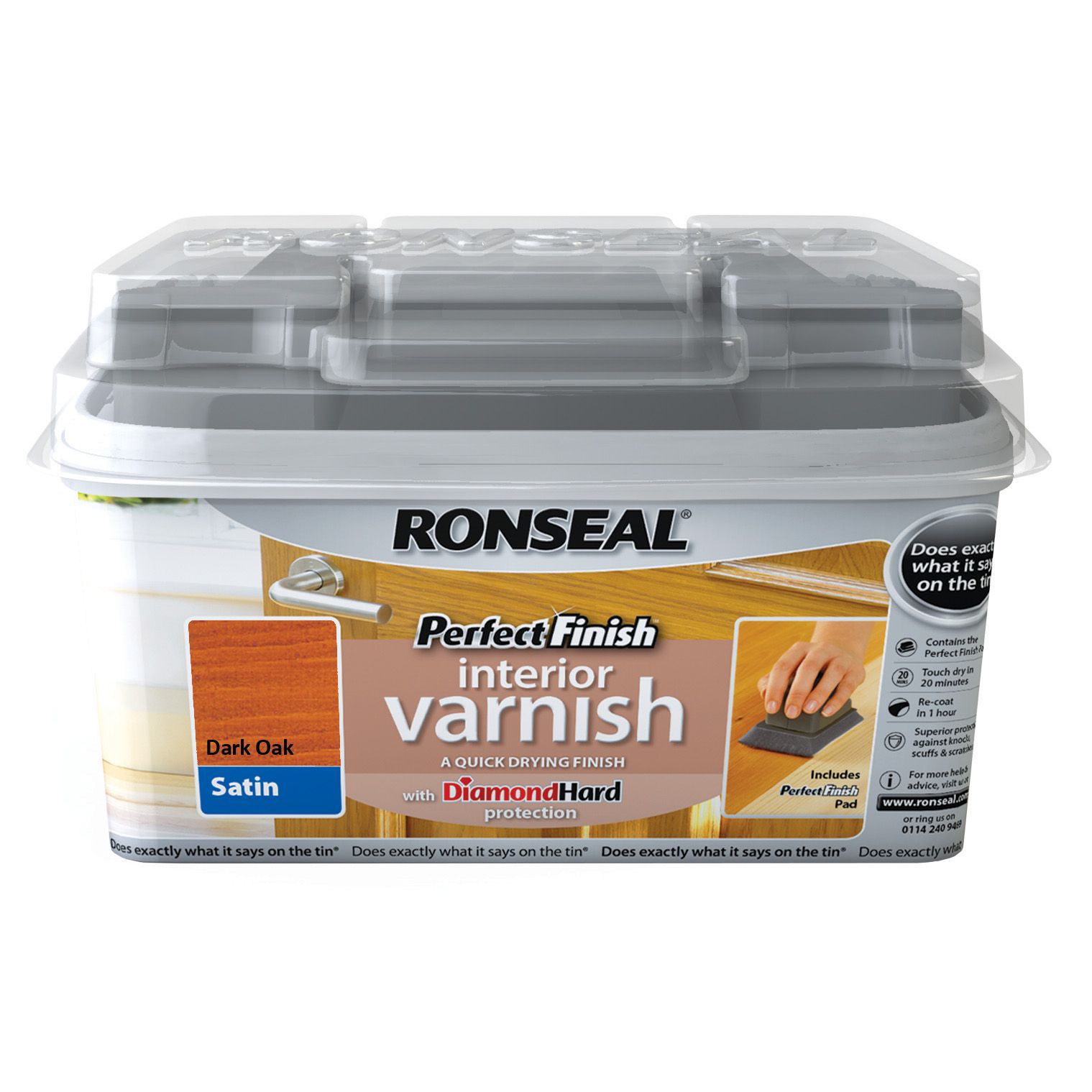 Ronseal Perfect finish Dark oak Satin Wood varnish, 750ml