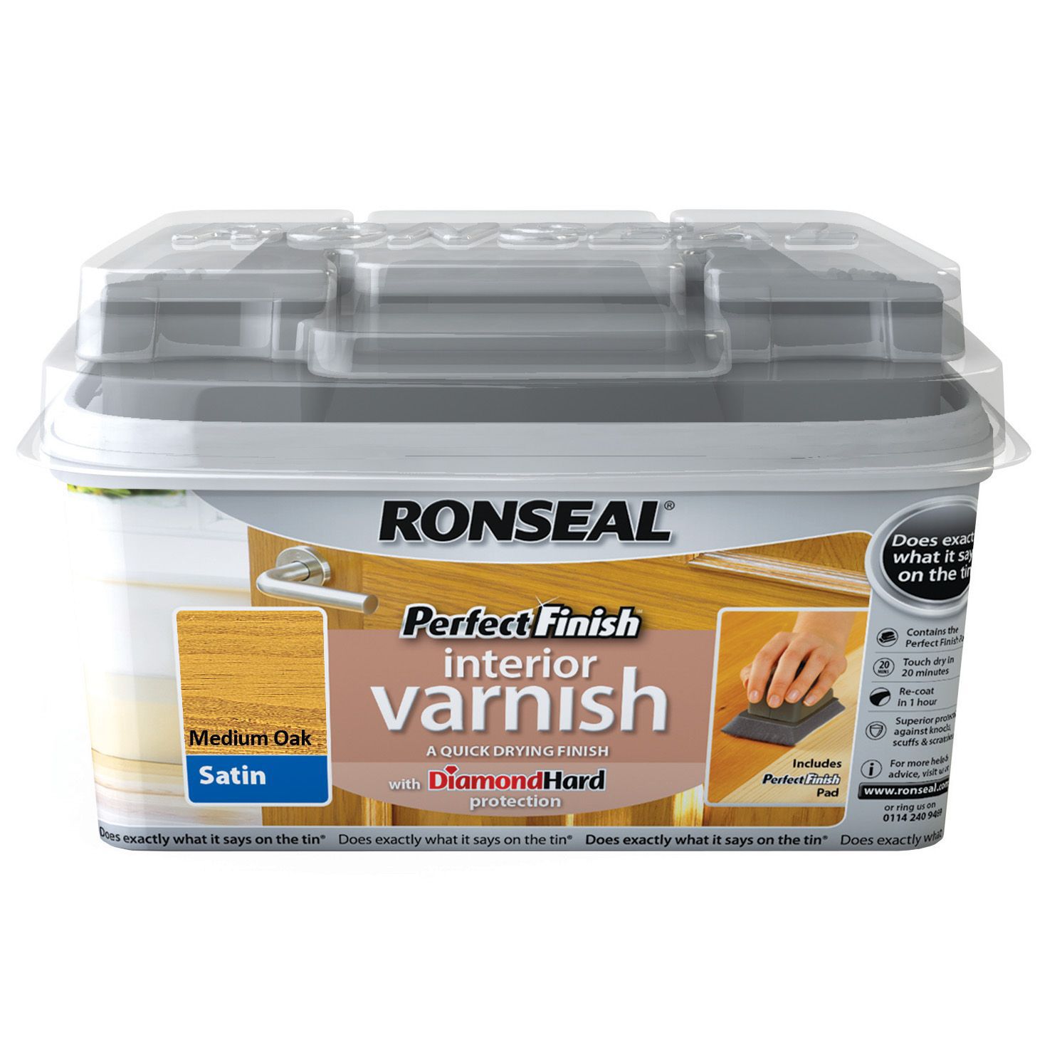 Ronseal Perfect finish Medium oak Satin Wood varnish, 750ml