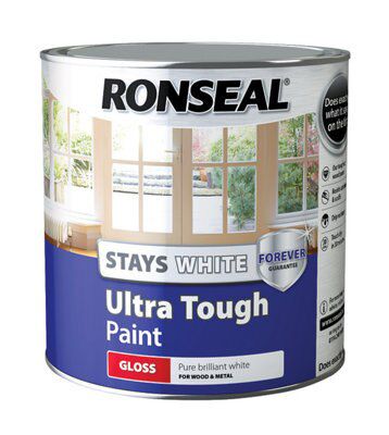 Product image for Ronseal Pure brilliant white Gloss Metal & wood paint, 2.5L