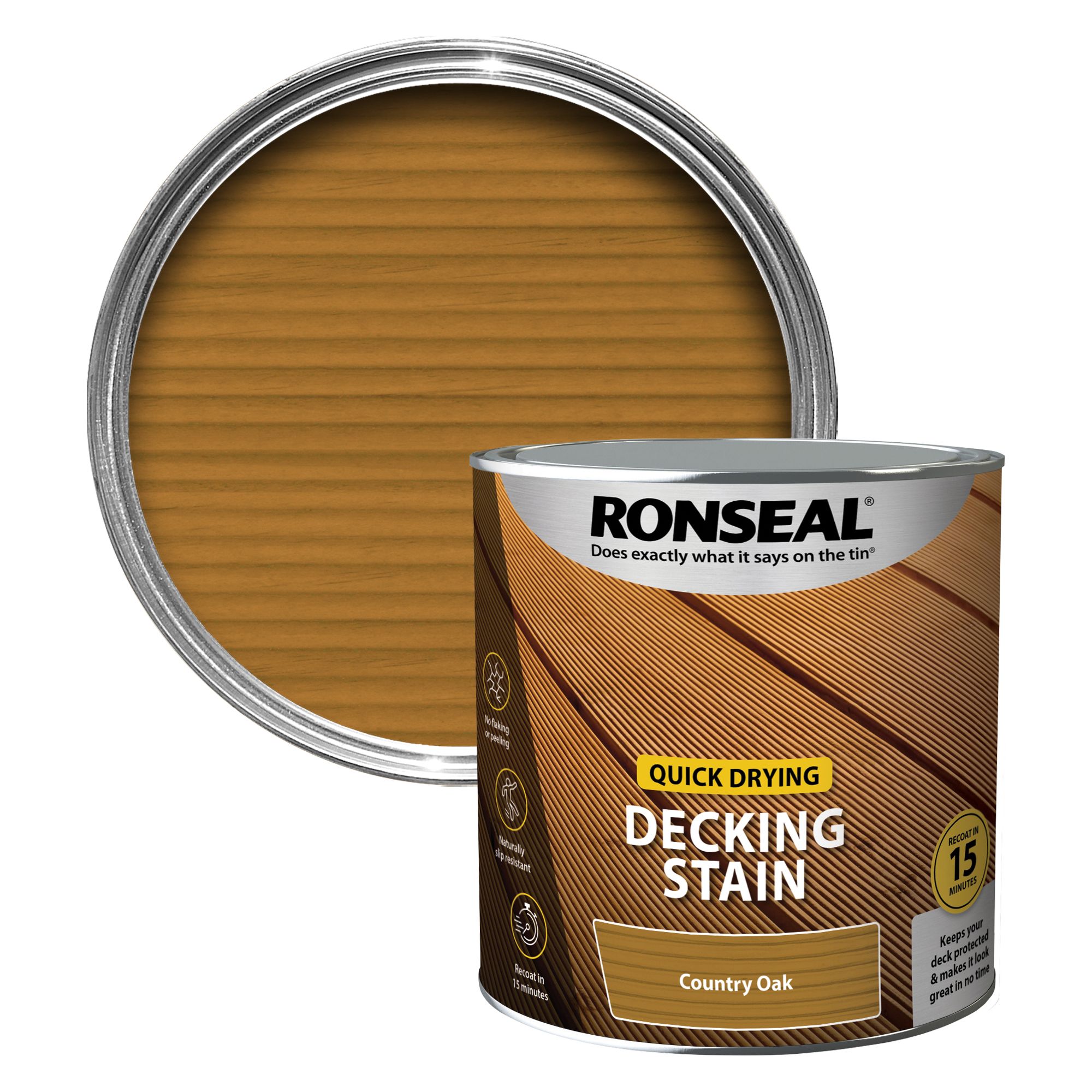 Ronseal Quick-drying Country oak Matt Decking Wood stain, 2.5L