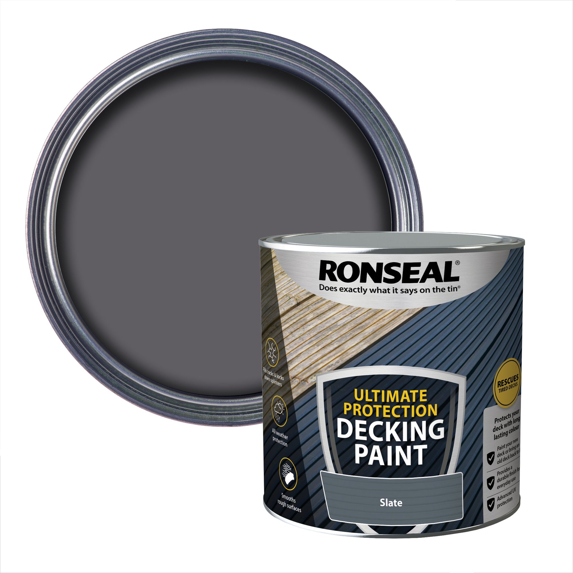 Product image for Ronseal Ultimate Protection Decking Paint Slate 2.5ltr