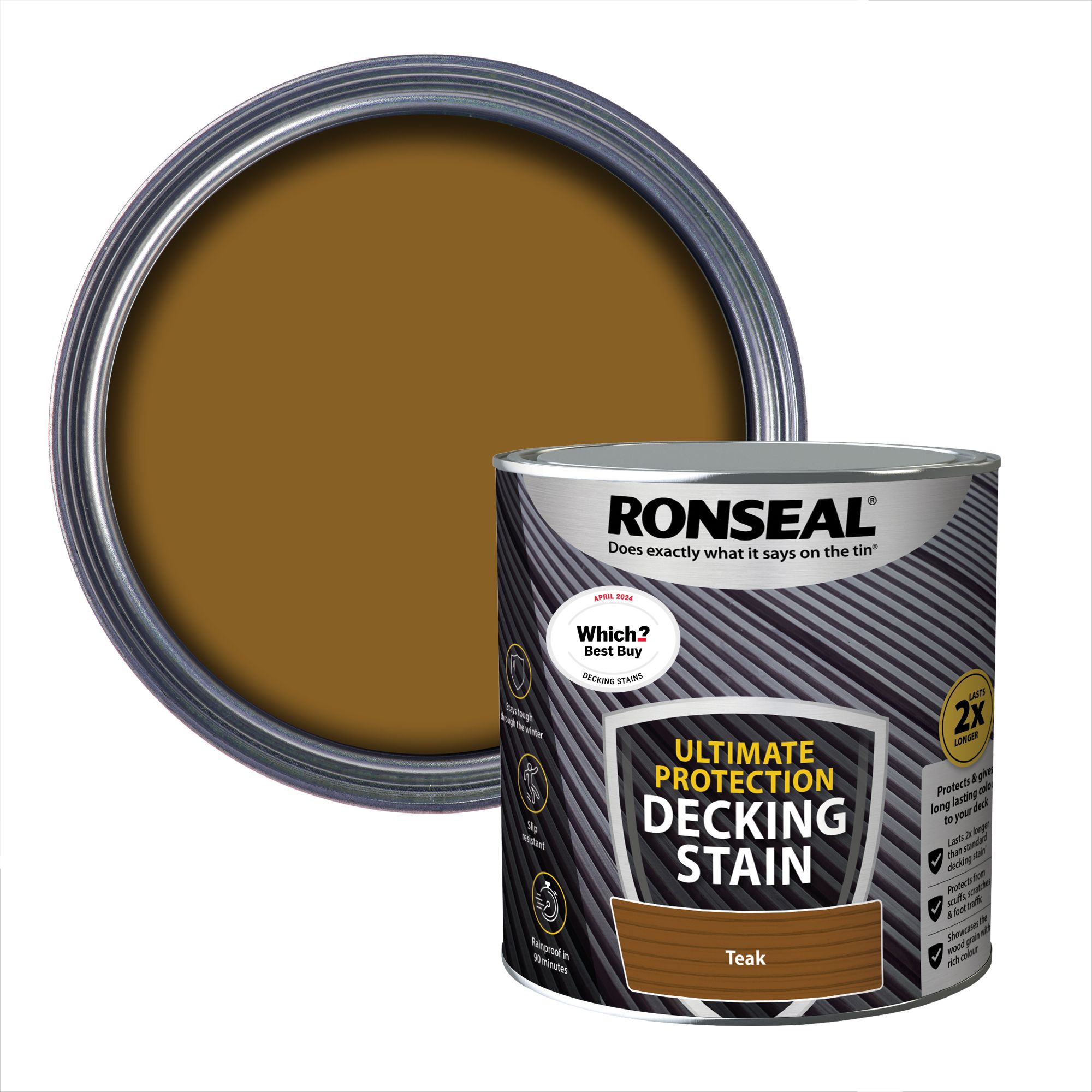Ronseal Ultimate protection Rich teak Matt Decking Wood stain, 2.5L