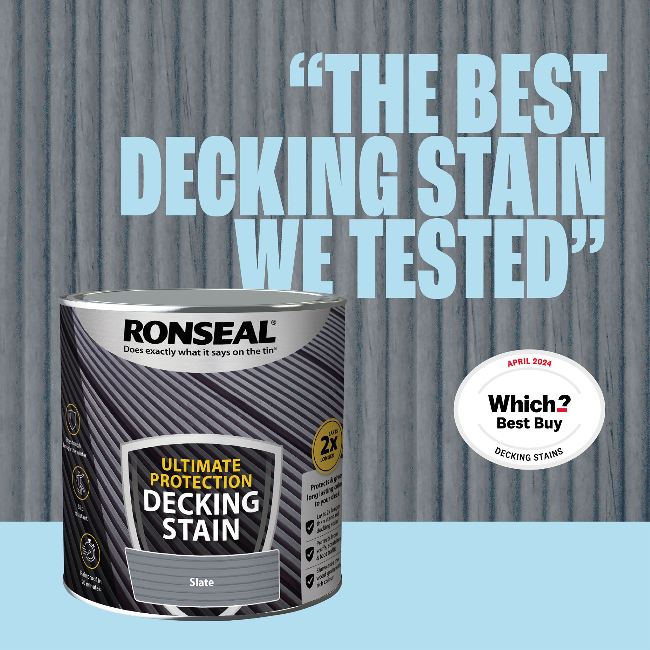 Ronseal Ultimate protection Slate Matt Decking Wood stain, 2.5L