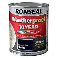 Ronseal Weatherproof 10 year Windsor blue Satinwood Exterior Wood paint, 750ml
