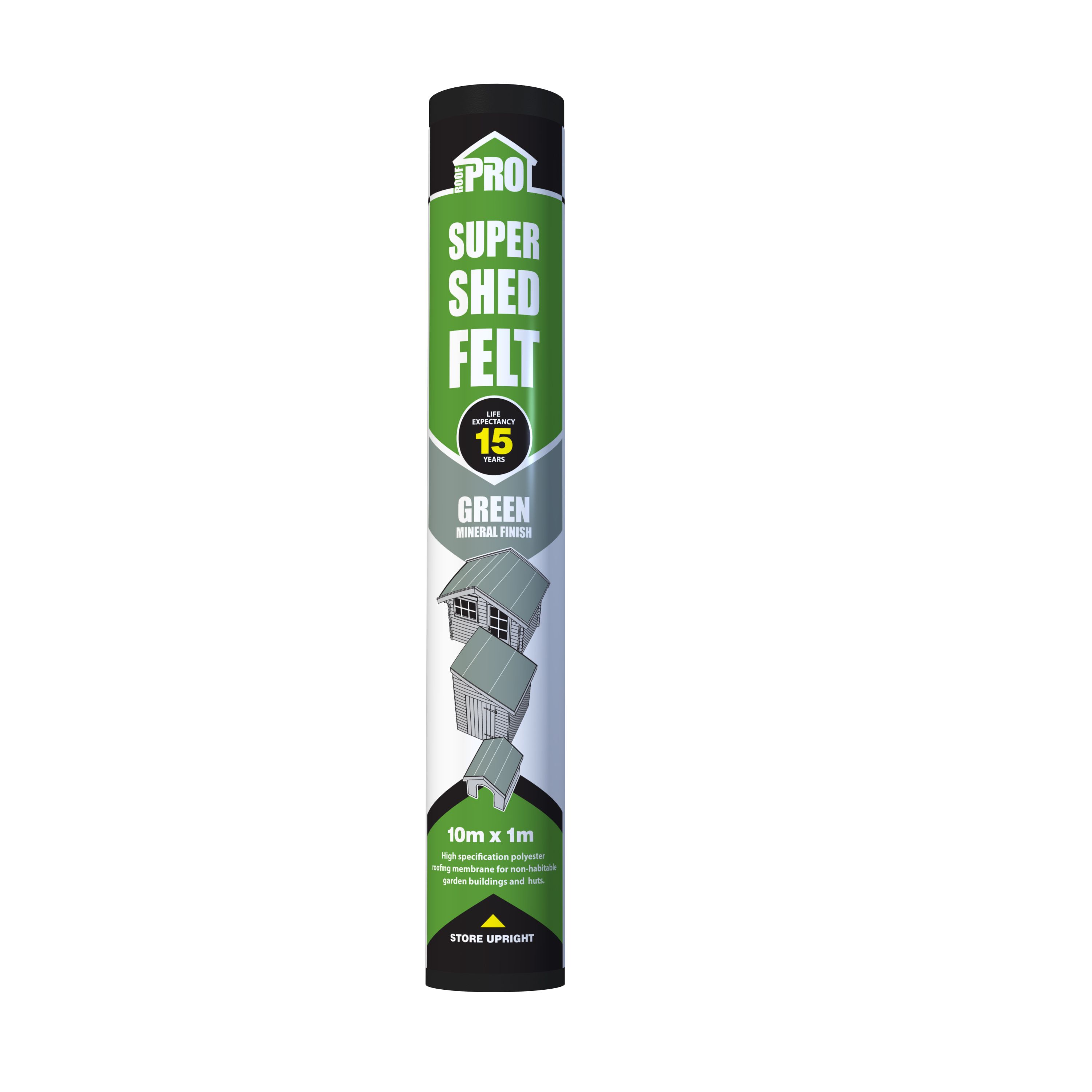 Roof Pro Super Green Shed felt, (L)10m (W)1m
