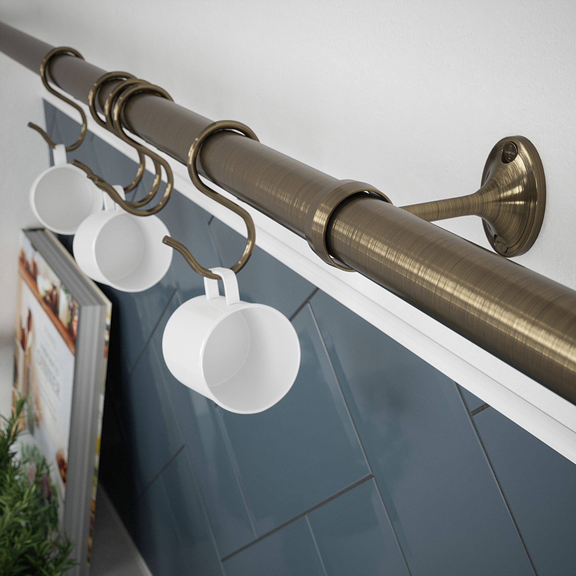 Rothley Antique brass effect Zinc alloy Rail centre bracket (Dia)25mm
