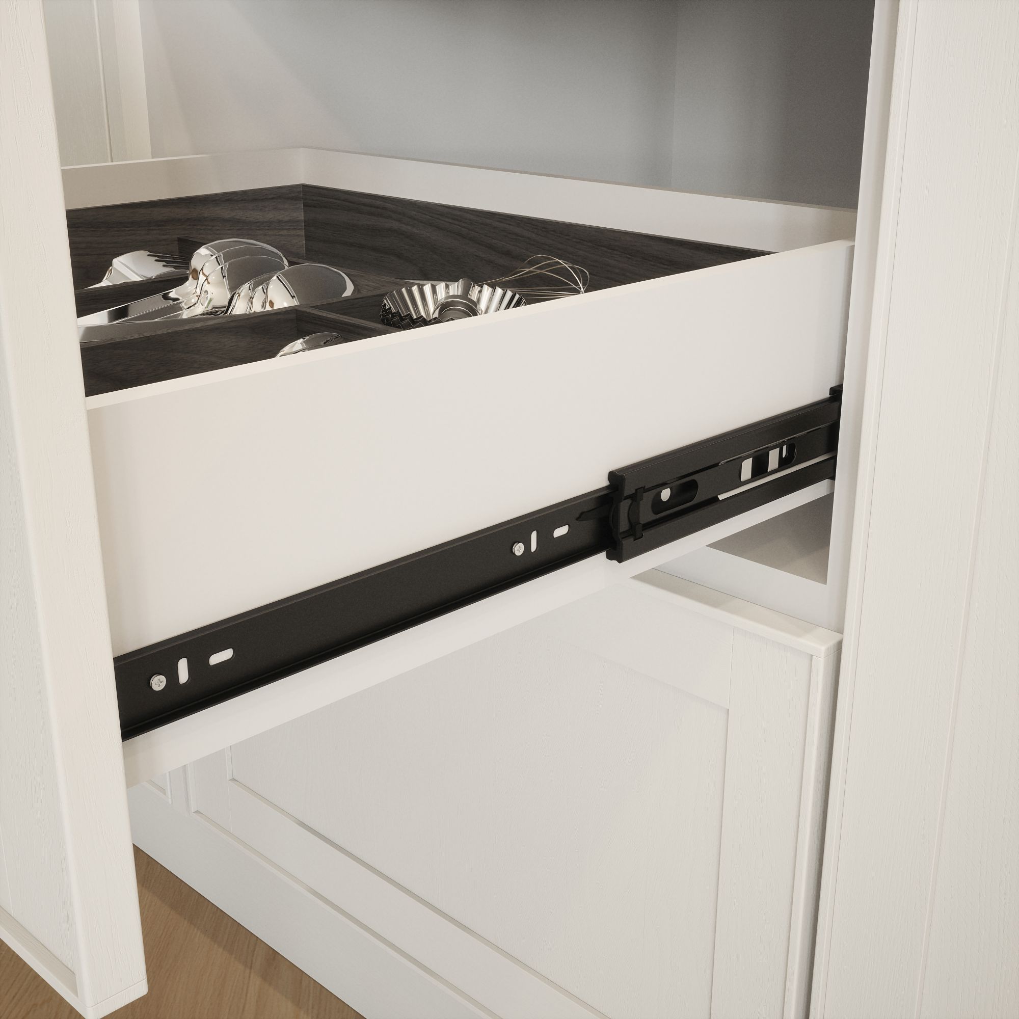 Rothley Black Ball bearing Side-fixed Drawer runner (L)255mm, Pair