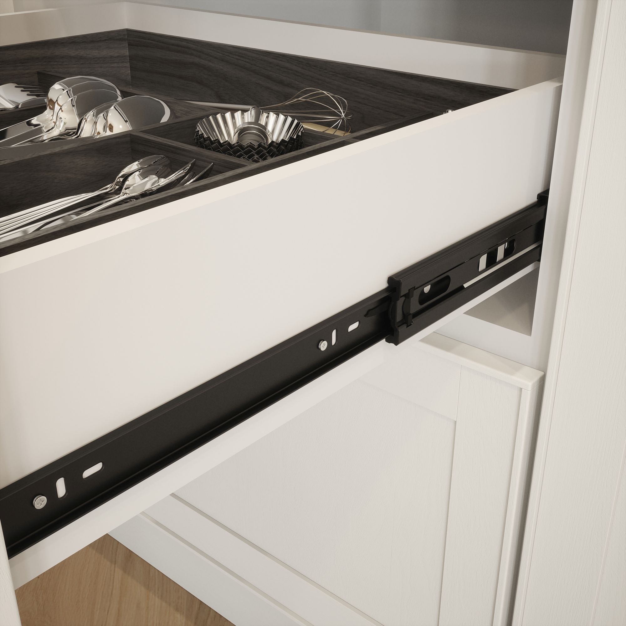 Rothley Black Ball bearing Side-fixed Drawer runner (L)455mm, Pair