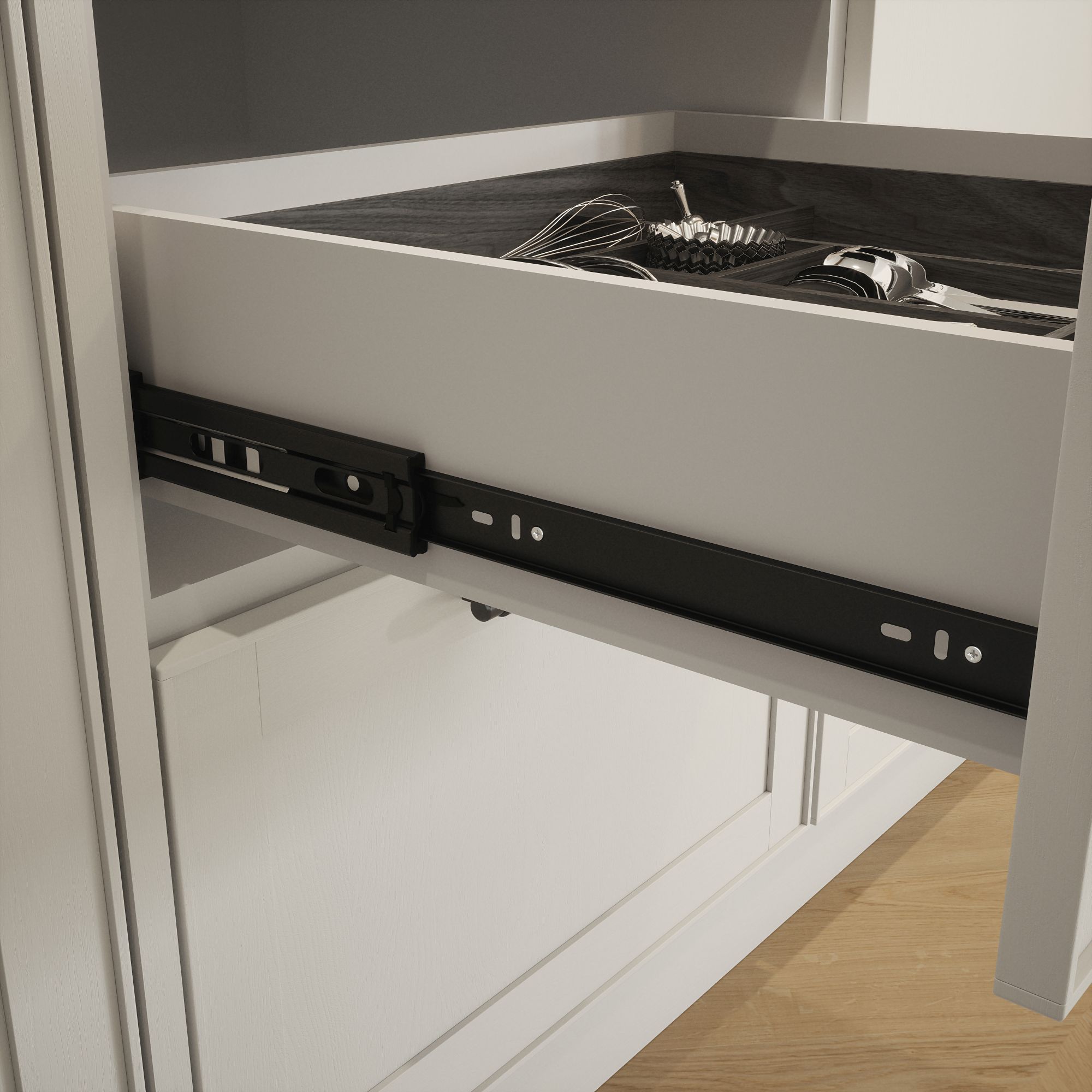 Rothley Black Ball bearing Side-fixed Drawer runner (L)455mm, Pair