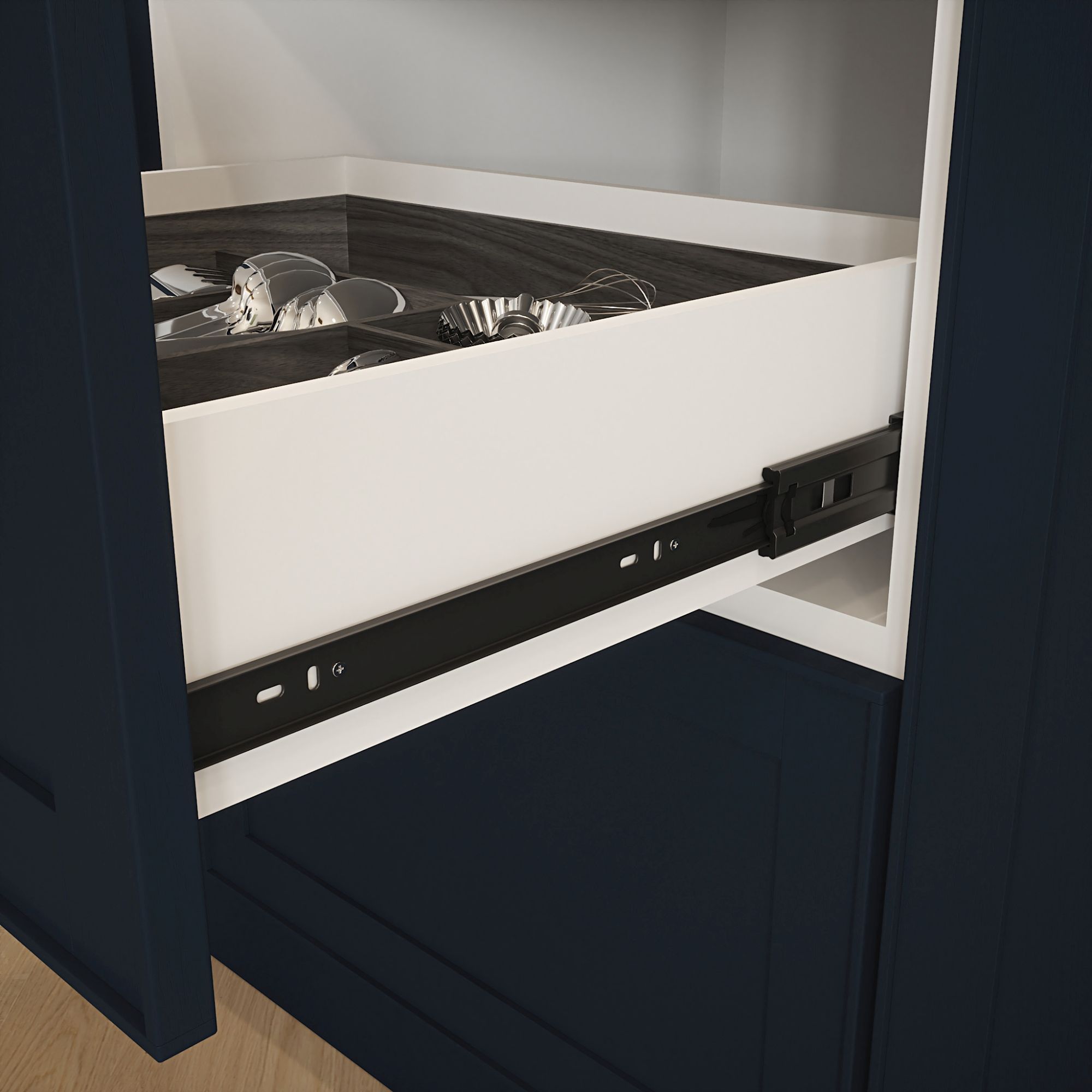 Rothley Black Soft close ball bearing Side-fixed Drawer runner (L)455mm, Pair