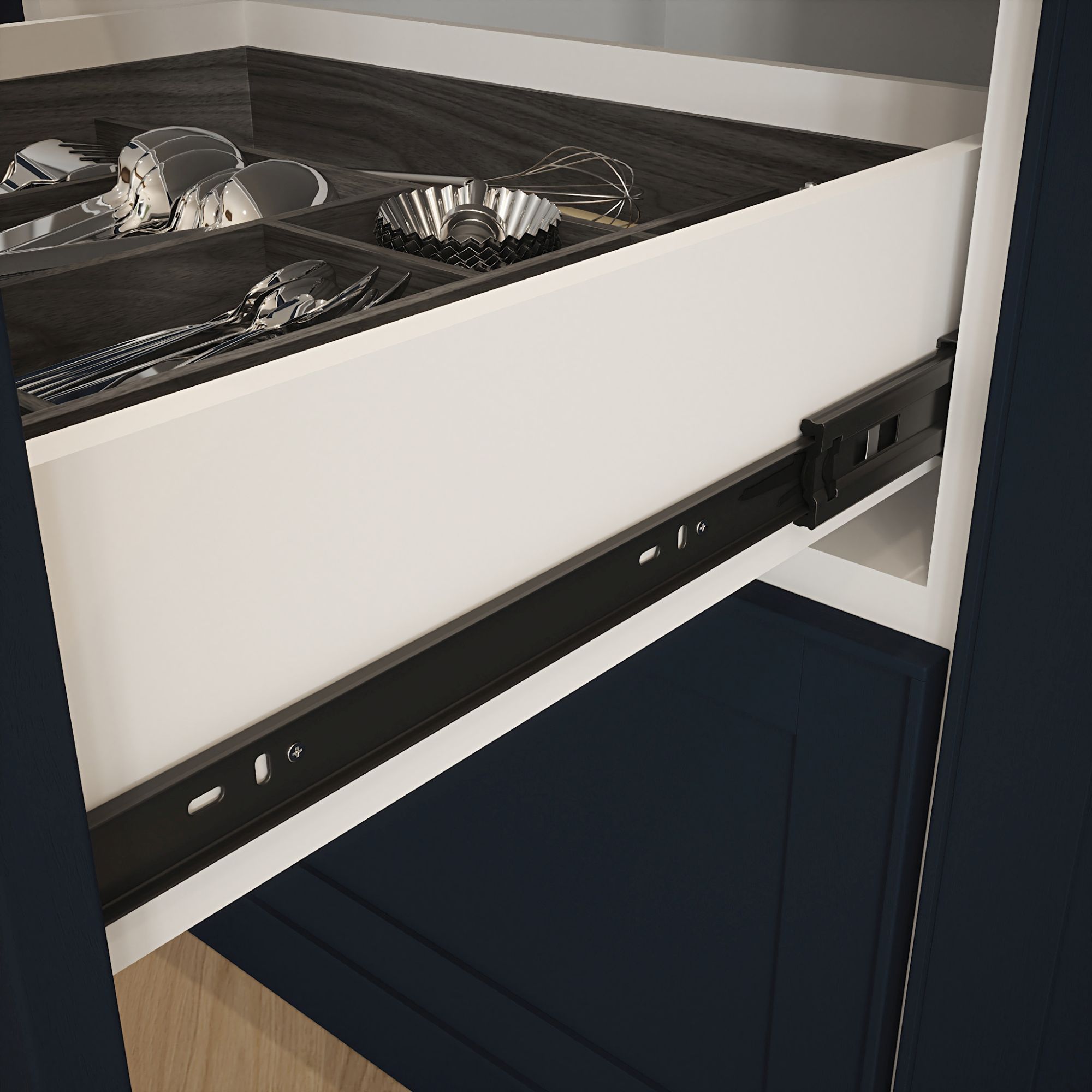 Rothley Black Soft close ball bearing Side-fixed Drawer runner (L)455mm, Pair