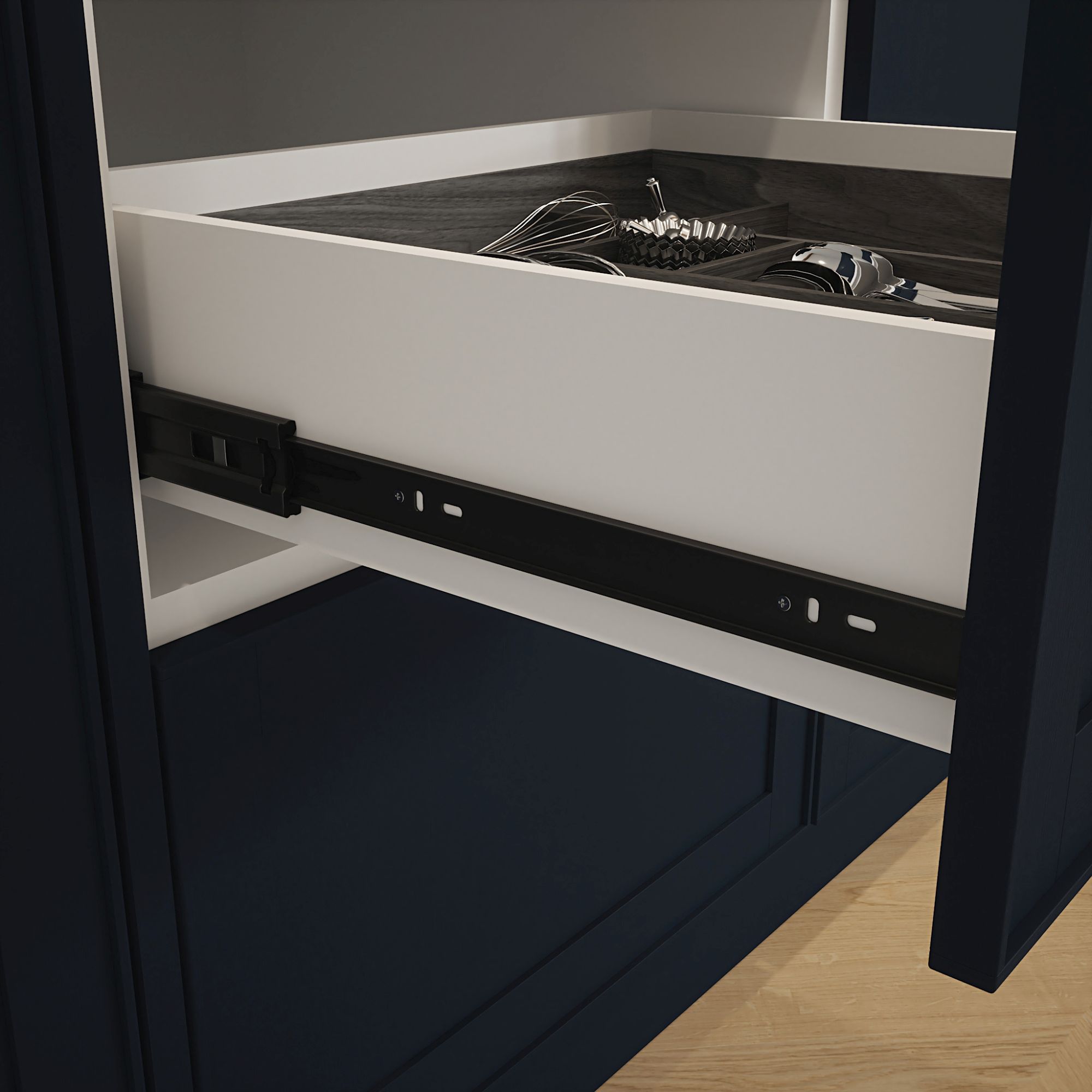 Rothley Black Soft close ball bearing Side-fixed Drawer runner (L)455mm, Pair