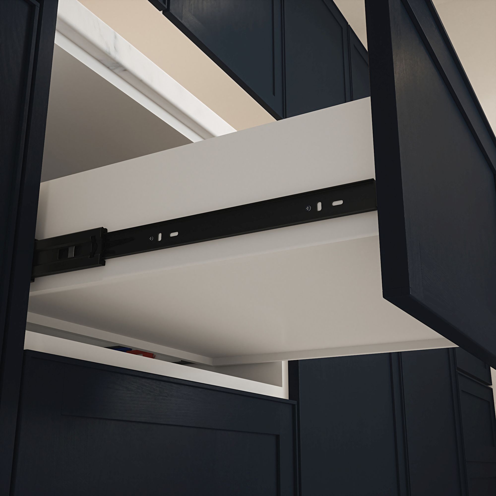 Rothley Black Soft close ball bearing Side-fixed Drawer runner (L)555mm, Pair