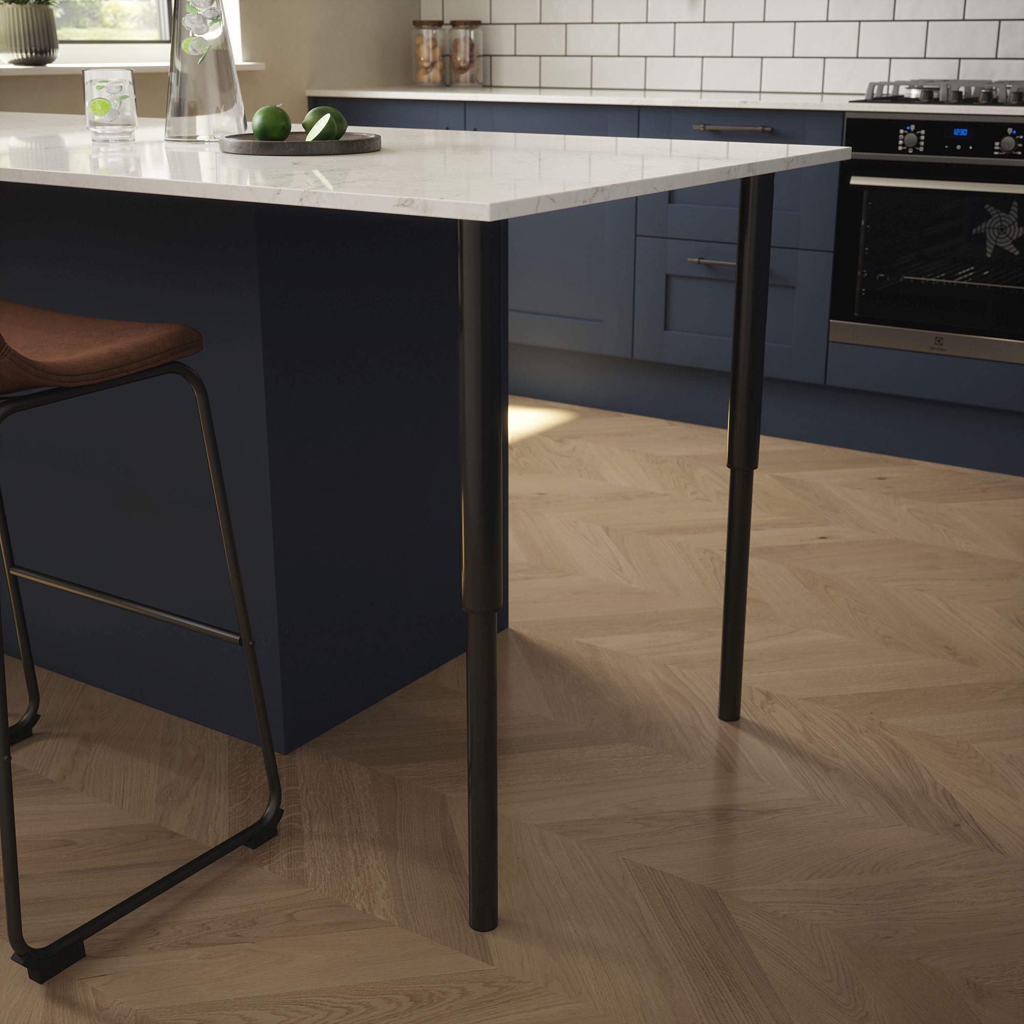 Rothley Black Straight Table leg (H)900mm (Dia)50mm