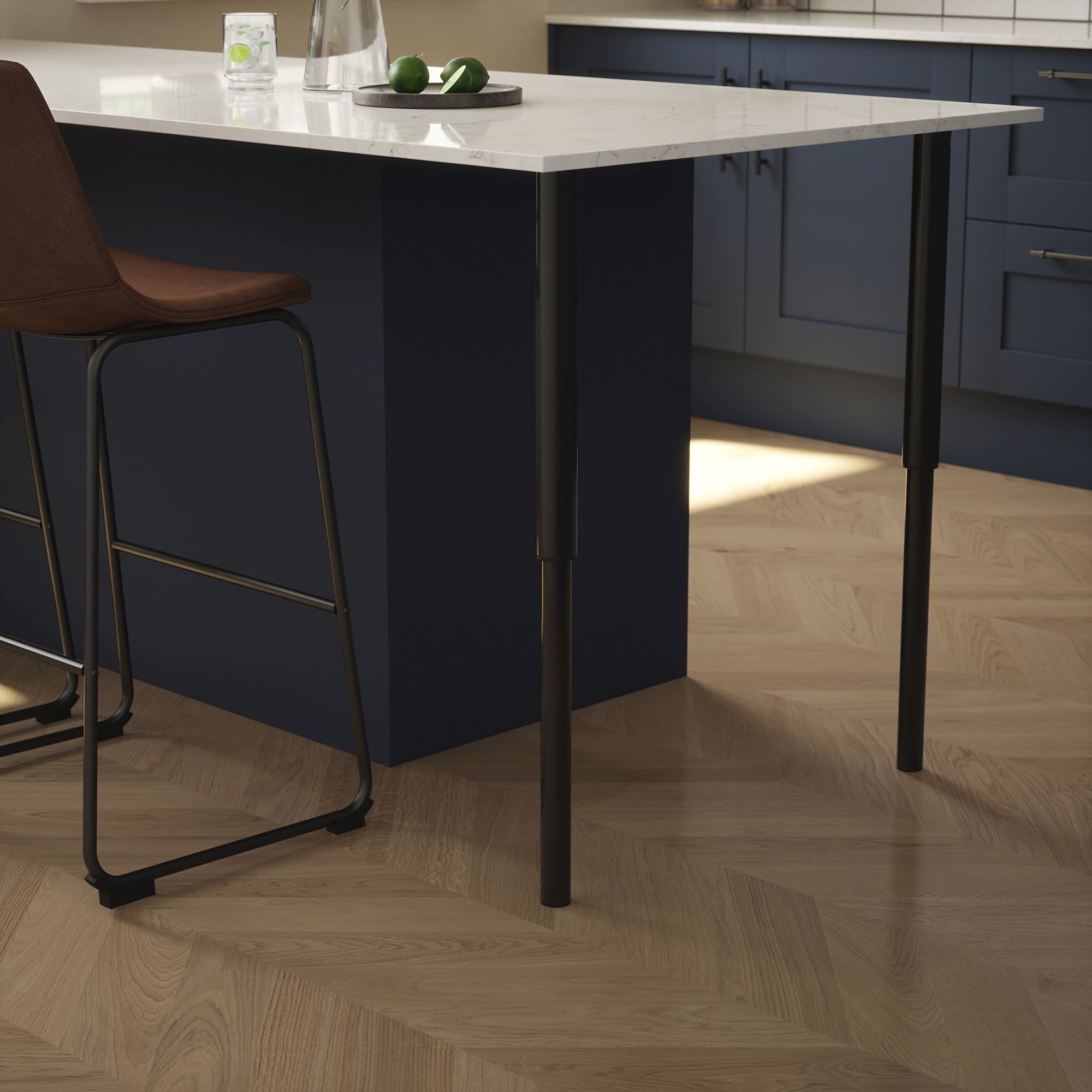 Rothley Black Straight Table leg (H)900mm (Dia)50mm
