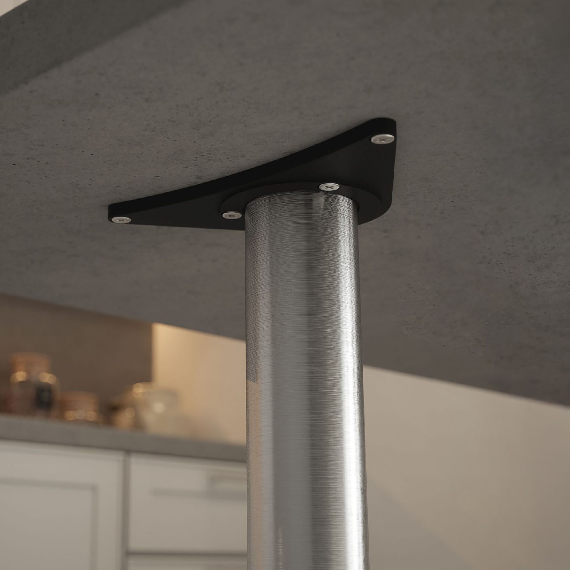 Rothley Brushed Gloss Stainless steel effect Straight Worktop support leg (H)900mm