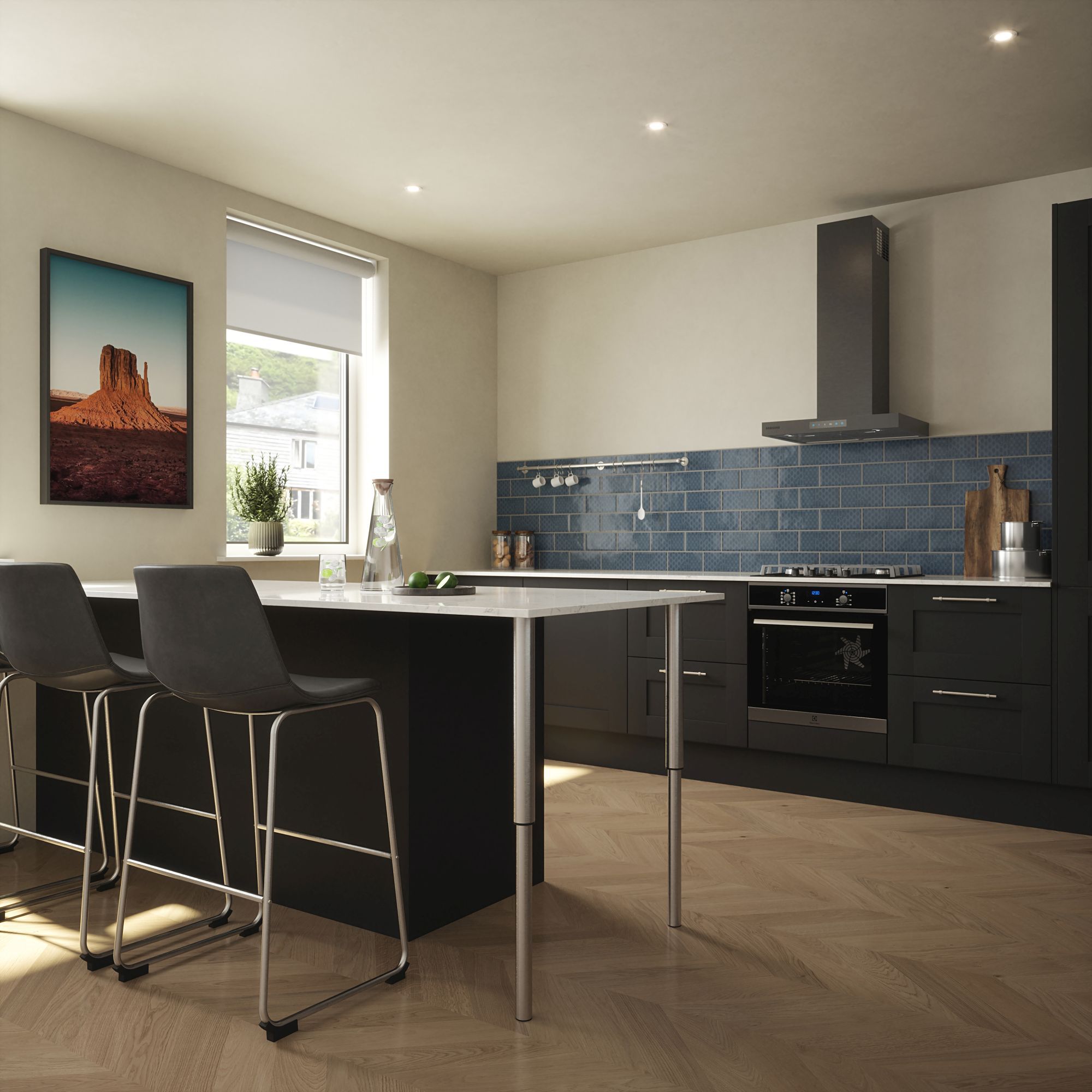 Rothley Brushed Straight Table leg (H)900mm (Dia)50mm