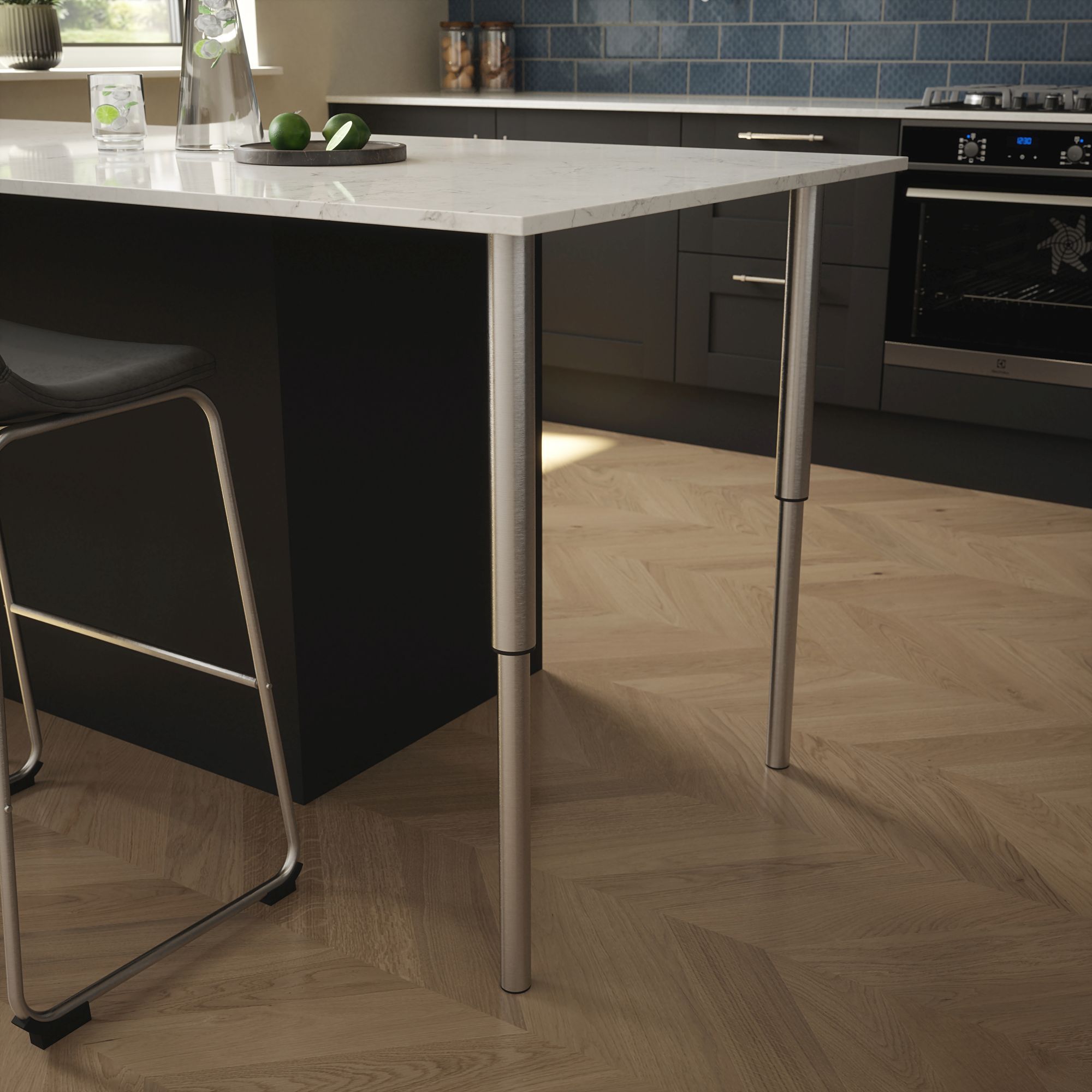 Rothley Brushed Straight Table leg (H)900mm (Dia)50mm