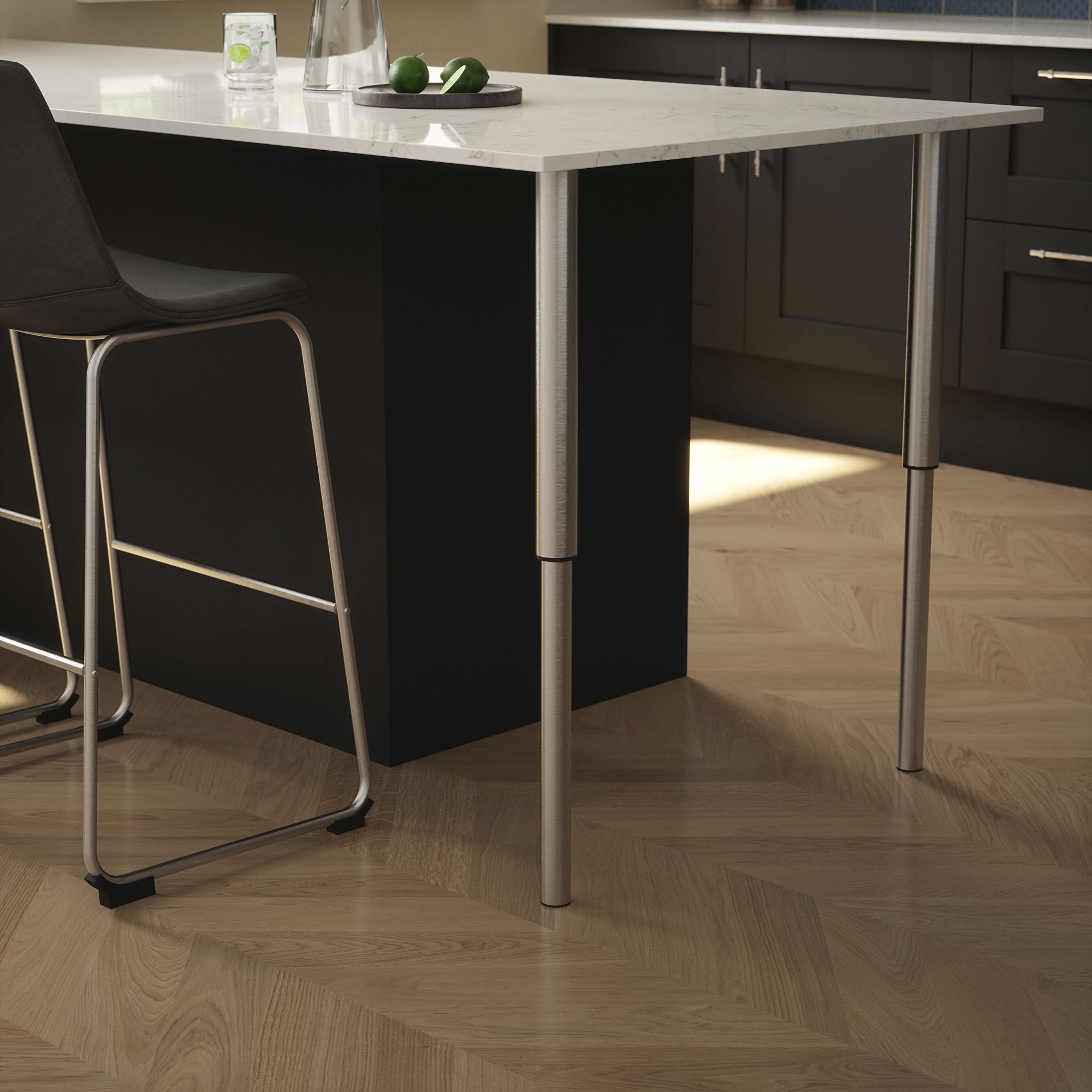 Rothley Brushed Straight Table leg (H)900mm (Dia)50mm
