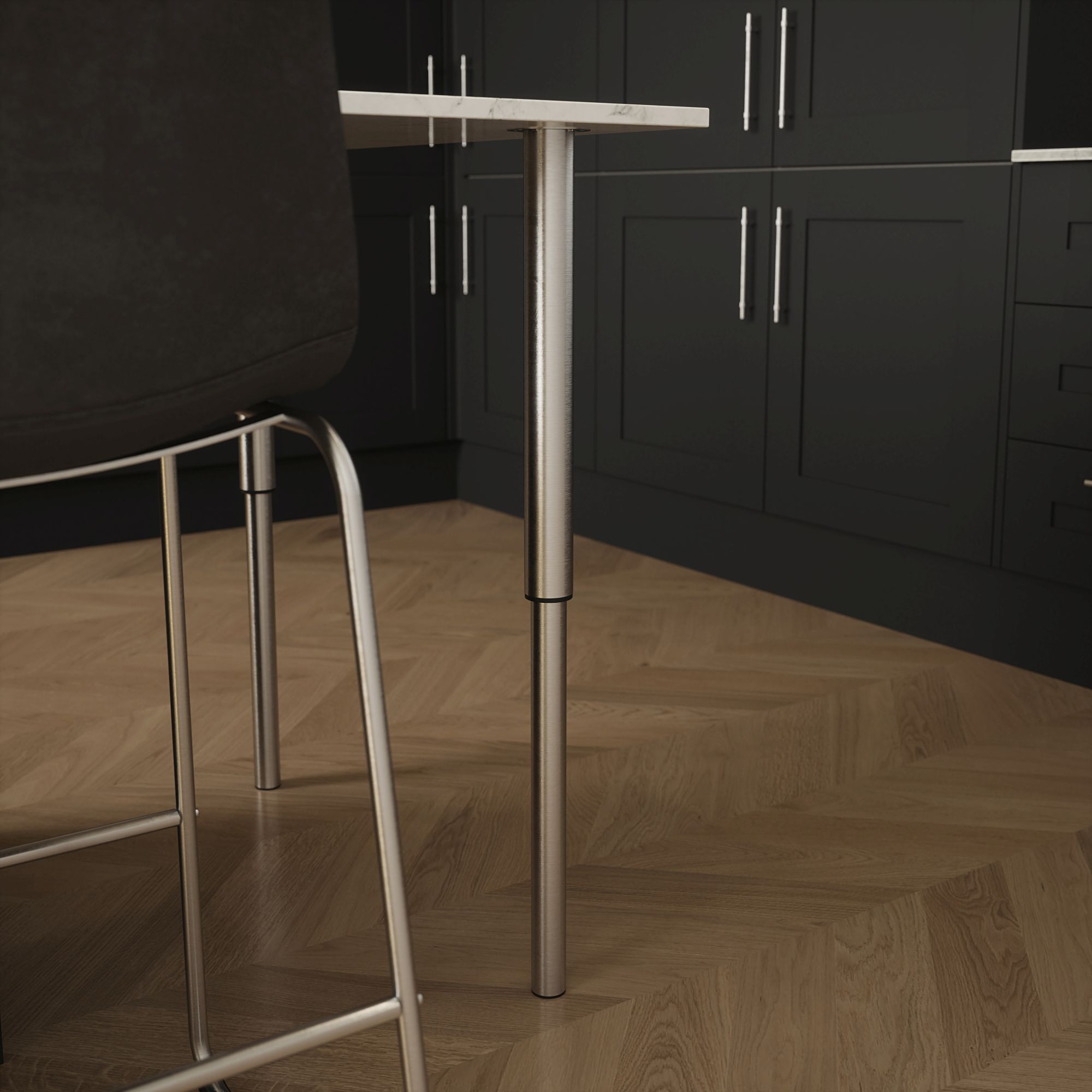 Rothley Brushed Straight Table leg (H)900mm (Dia)50mm
