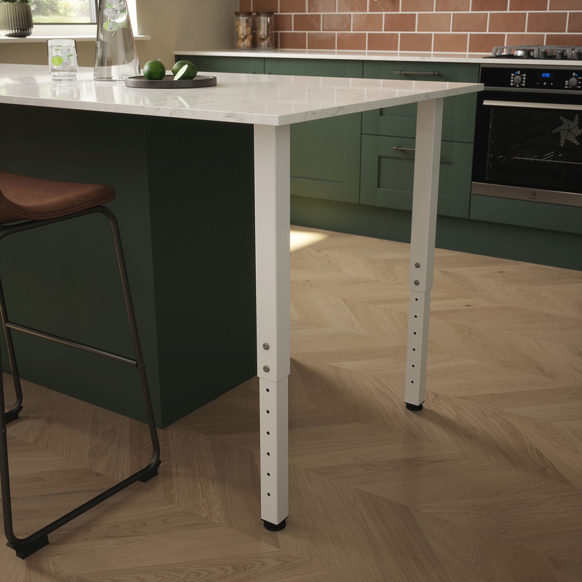 Rothley Matt White Straight Table leg (H)1000mm (Dia)50mm