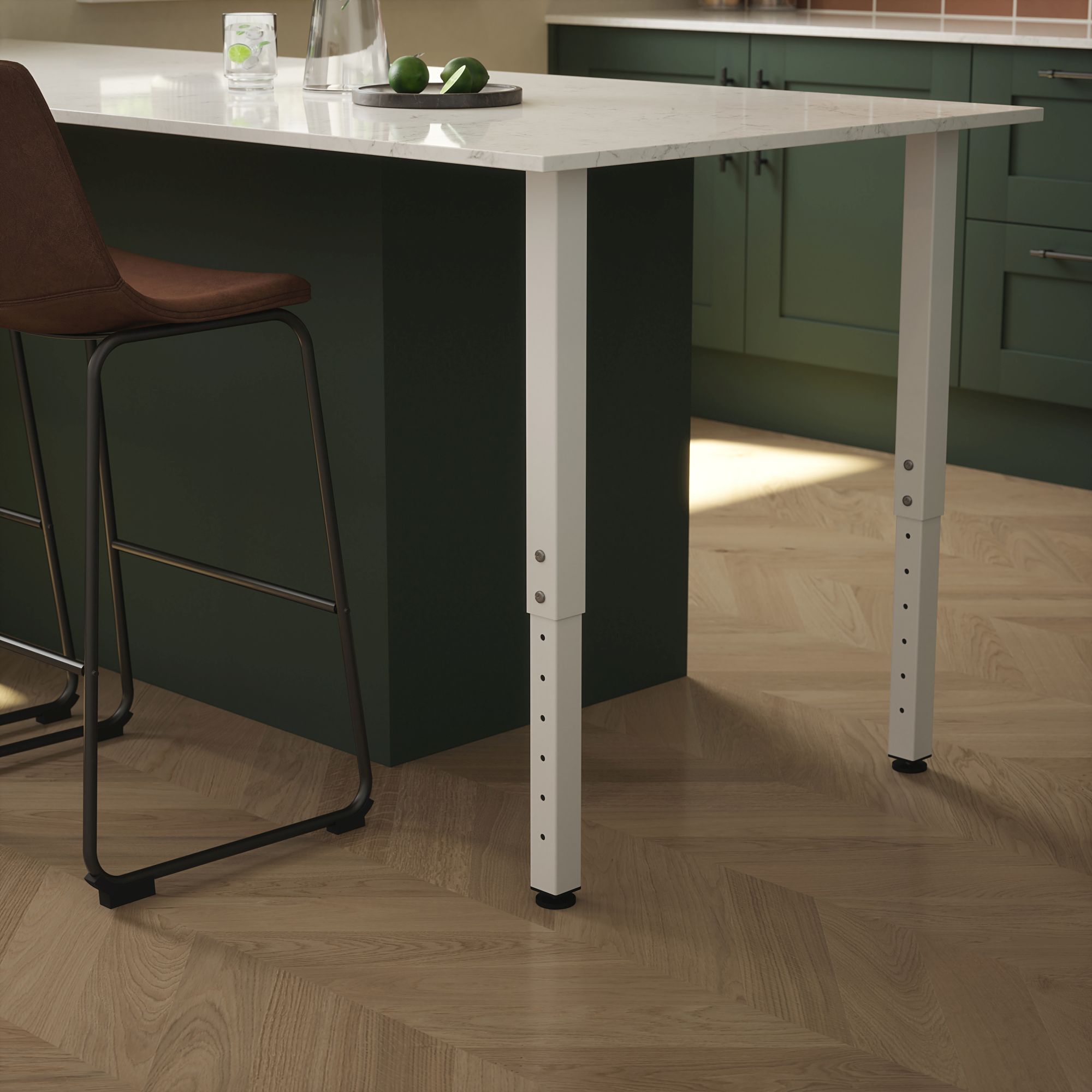 Rothley Matt White Straight Table leg (H)1000mm (Dia)50mm