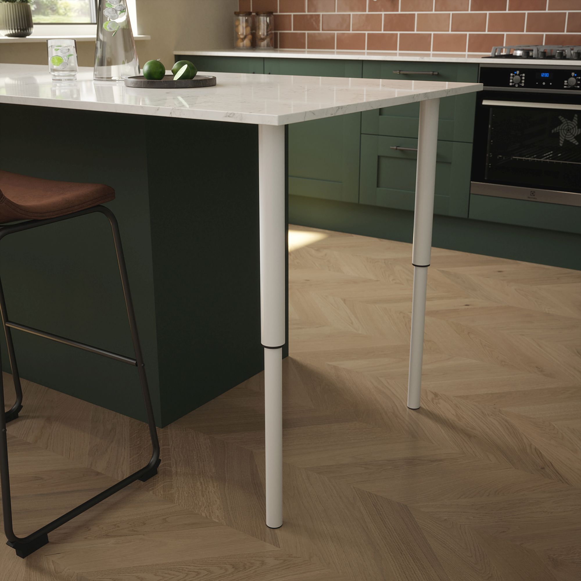 Rothley Matt White Straight Table leg (H)900mm (Dia)50mm