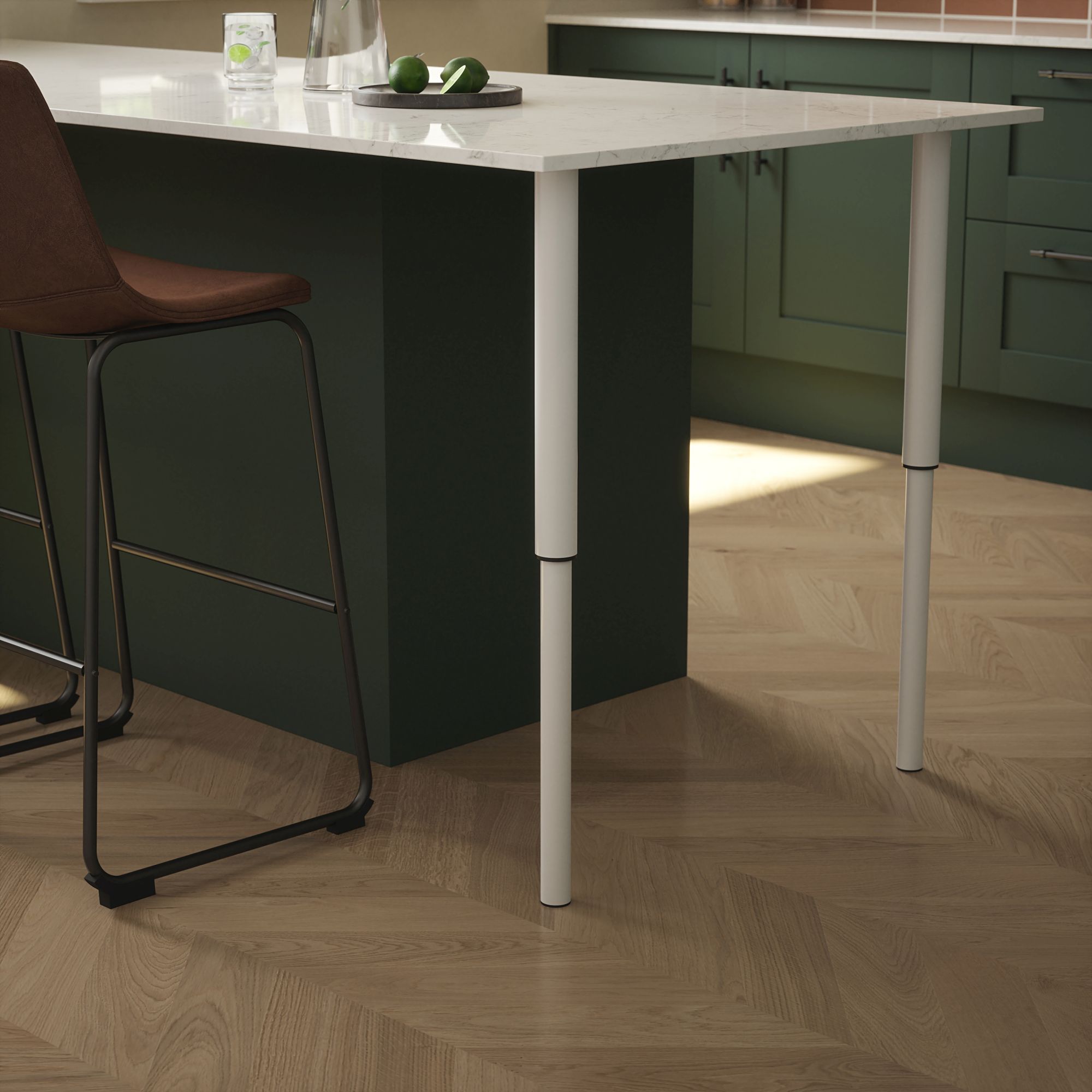 Rothley Matt White Straight Table leg (H)900mm (Dia)50mm