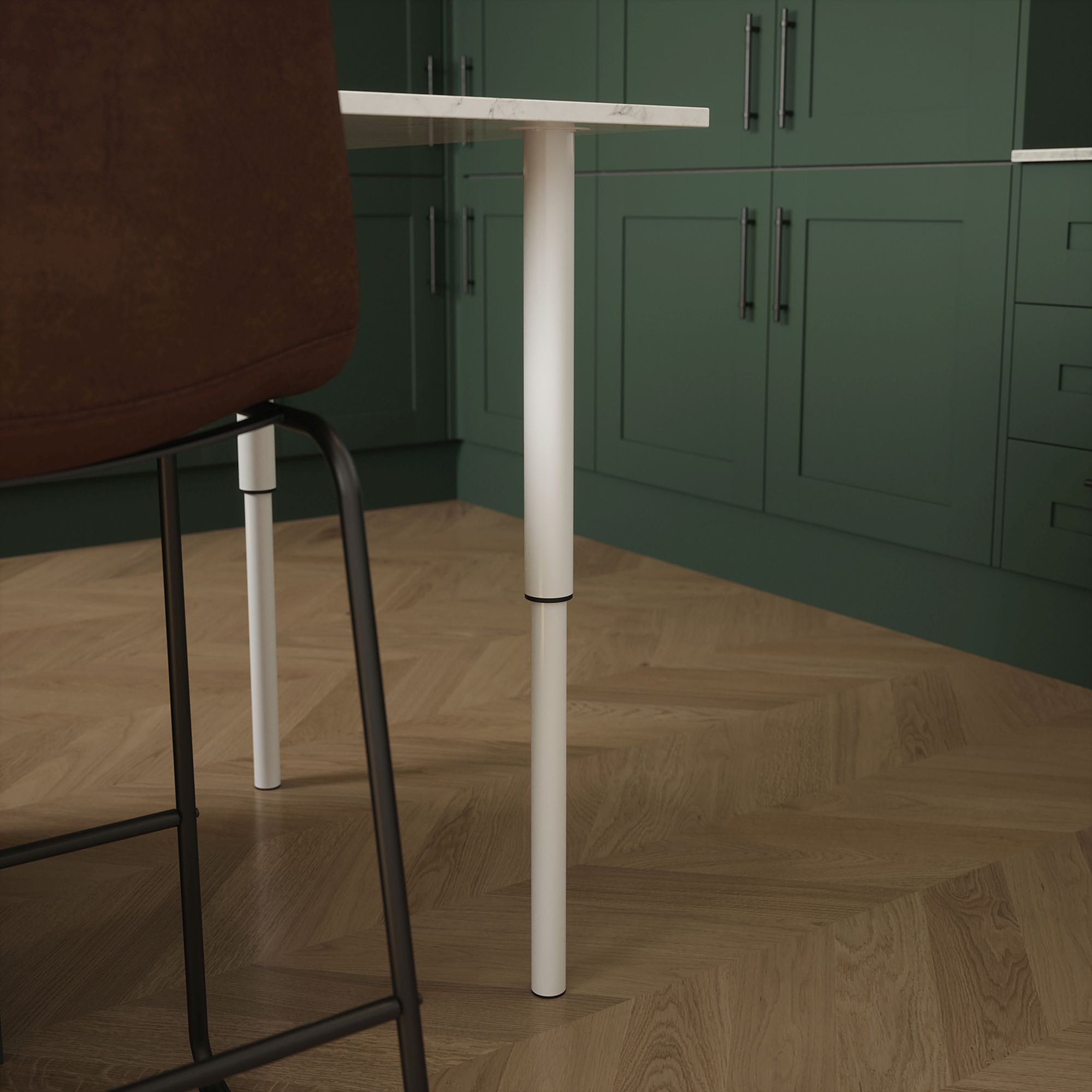 Rothley Matt White Straight Table leg (H)900mm (Dia)50mm