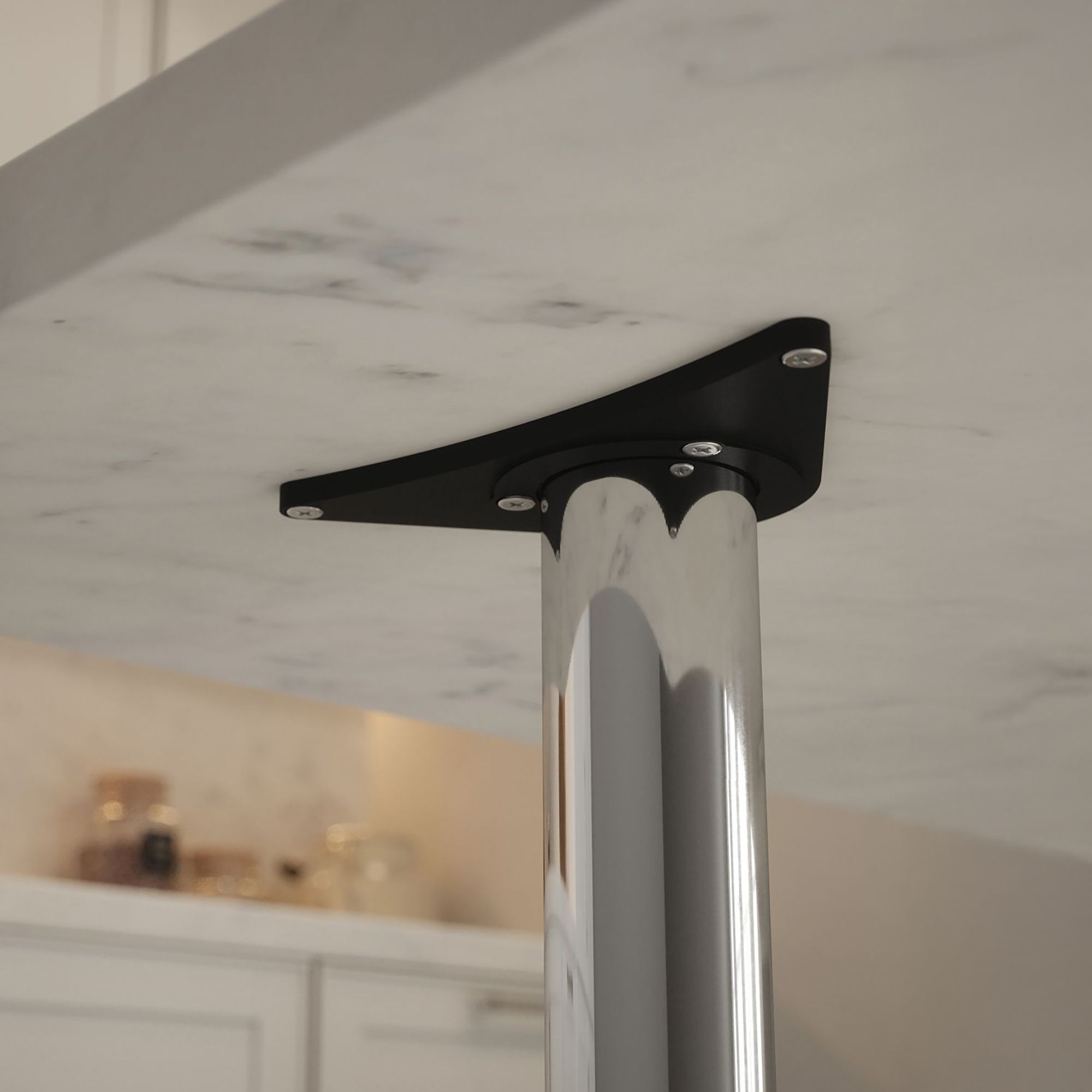 Rothley Polished Gloss Stainless steel effect Straight Worktop support leg (H)900mm